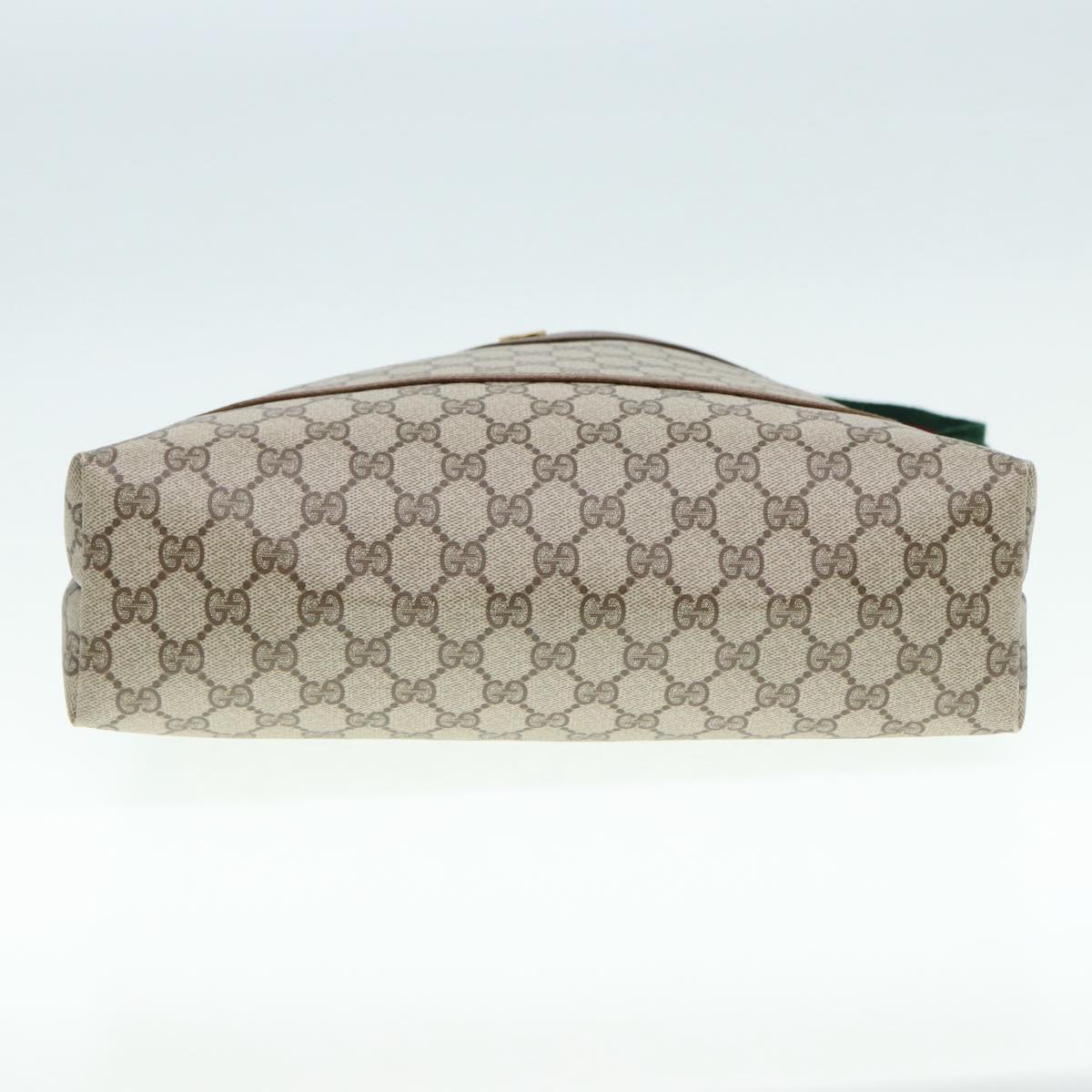 GUCCI GG Canvas Web Sherry Line Tote Bag PVC Leather Beige Green Red kk302