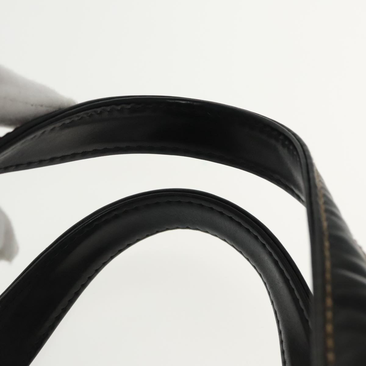 CHANEL Wild Stitch Hand Bag Leather Black CC kk367