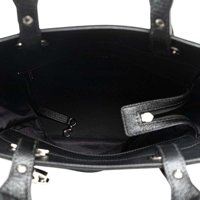 Chanel Coco Mark Paris Biarritz Tote PM PVC Leather Black Silver