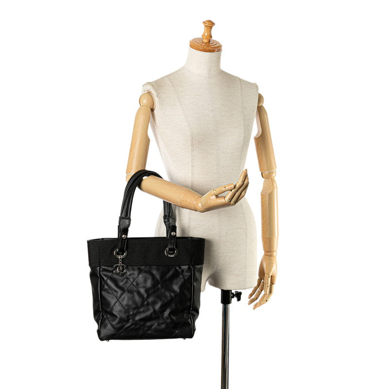 Chanel Coco Mark Paris Biarritz Tote PM PVC Leather Black Silver