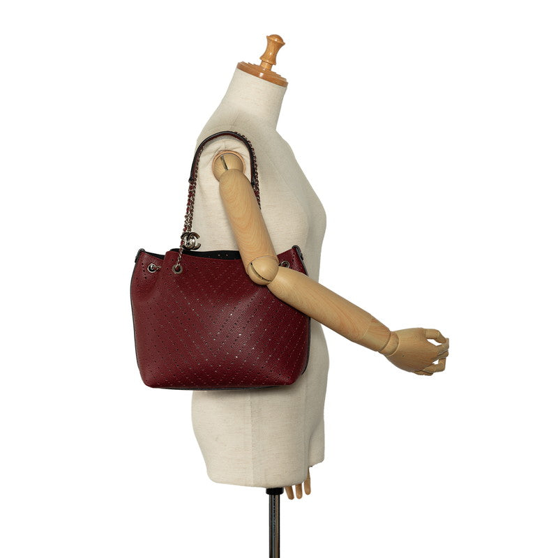 Chanel Leather Coco Mark V Punching Chain Shoulder Bag