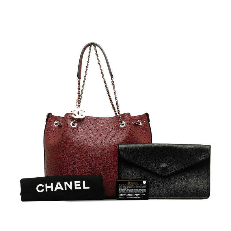 Chanel Leather Coco Mark V Punching Chain Shoulder Bag