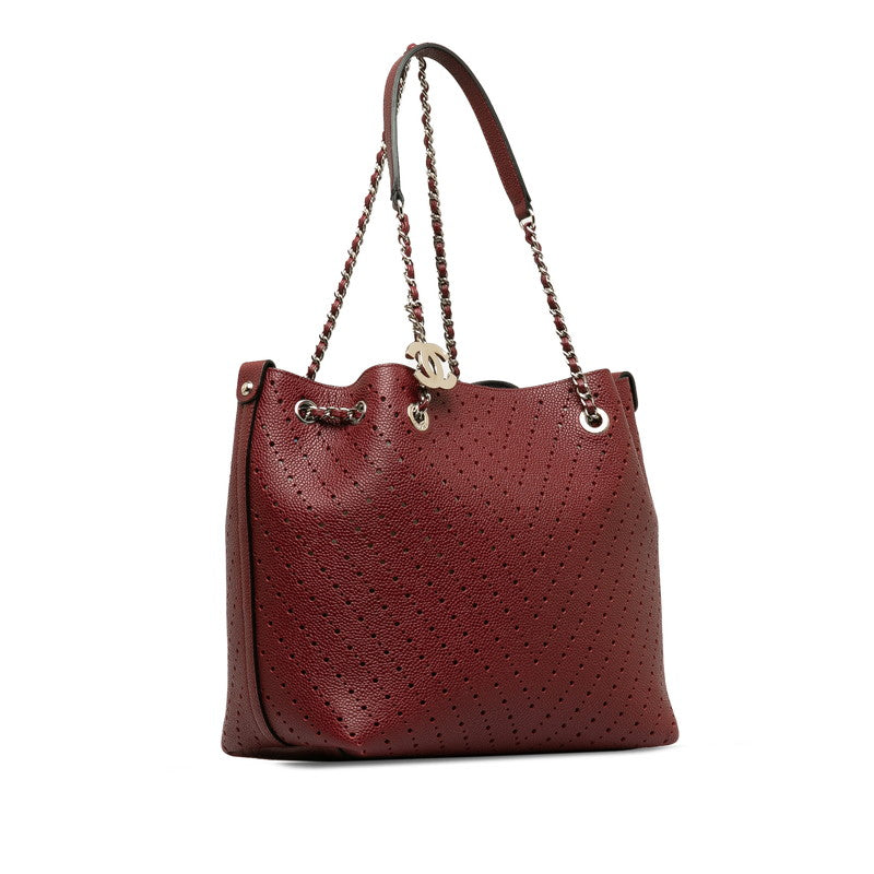 Chanel Leather Coco Mark V Punching Chain Shoulder Bag