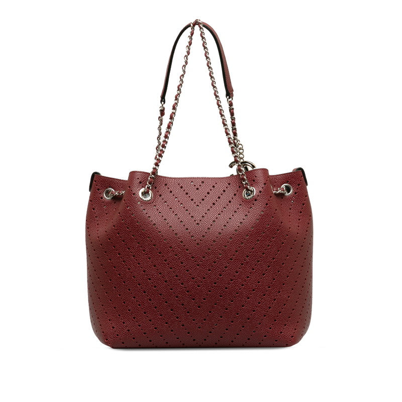 Chanel Leather Coco Mark V Punching Chain Shoulder Bag