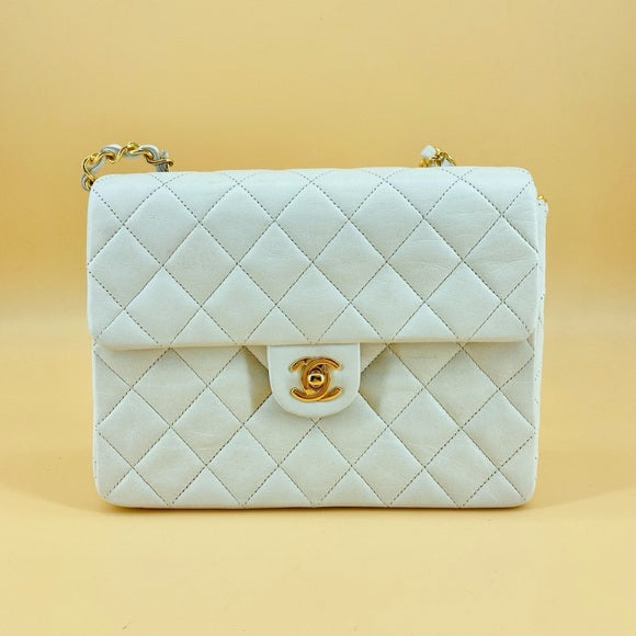 CHANEL vintage white 24k gold classic flap