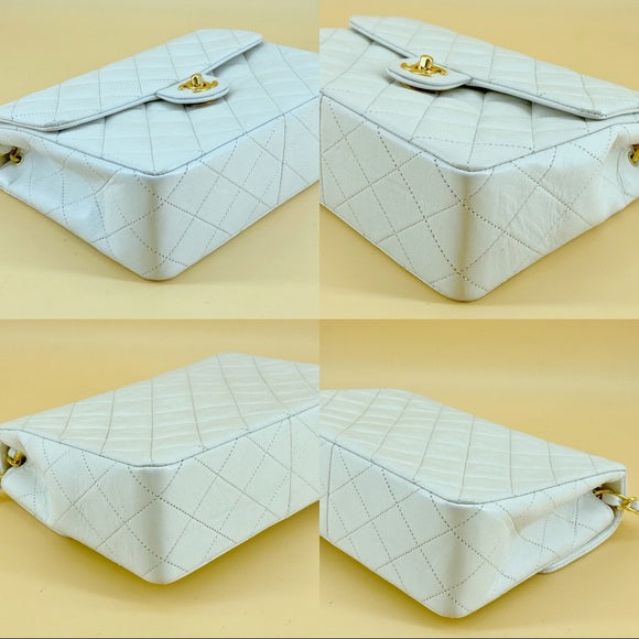 CHANEL vintage white 24k gold classic flap