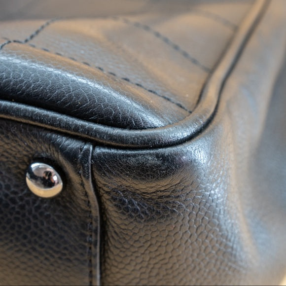 CHANEL Vintage chocolate bar leather tote TWS pop