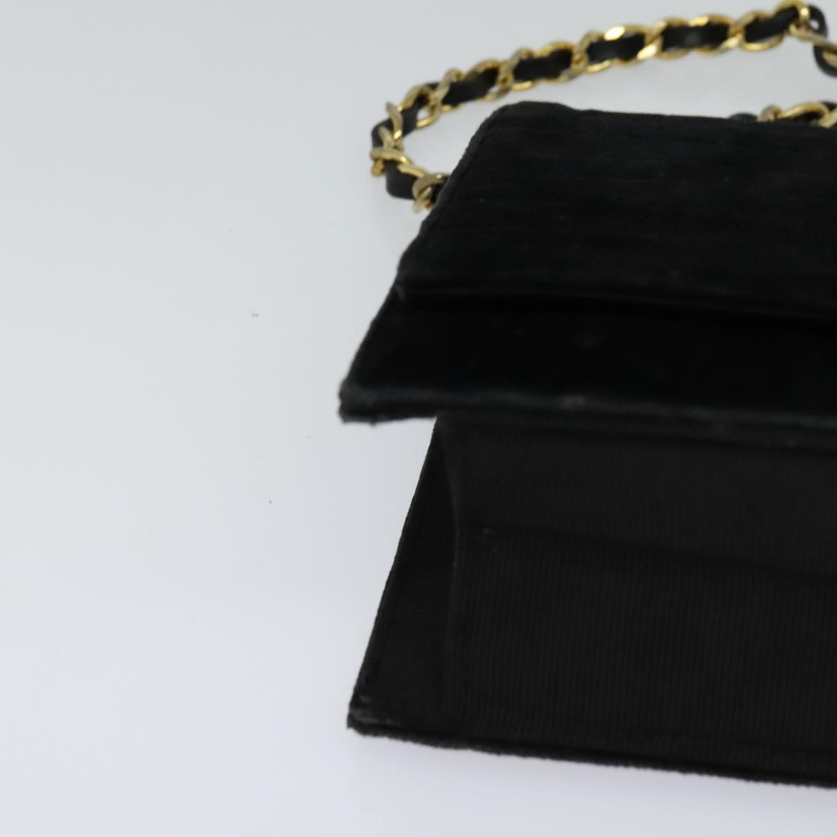 CHANEL Chain Shoulder Bag Velor Black Gold CC mr973
