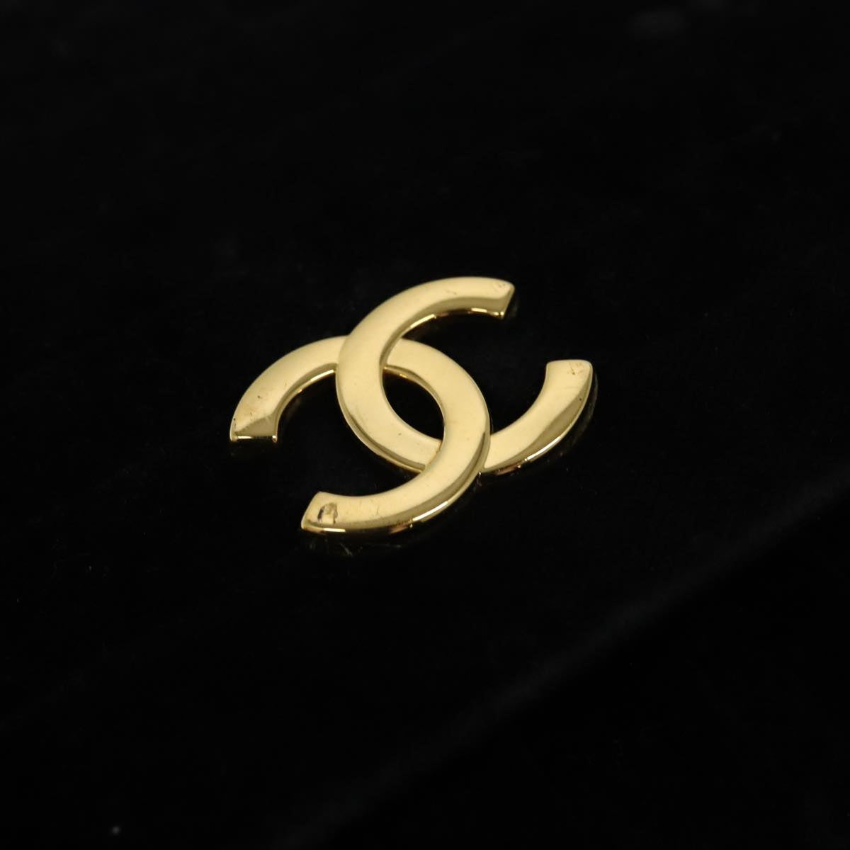 CHANEL Chain Shoulder Bag Velor Black Gold CC mr973