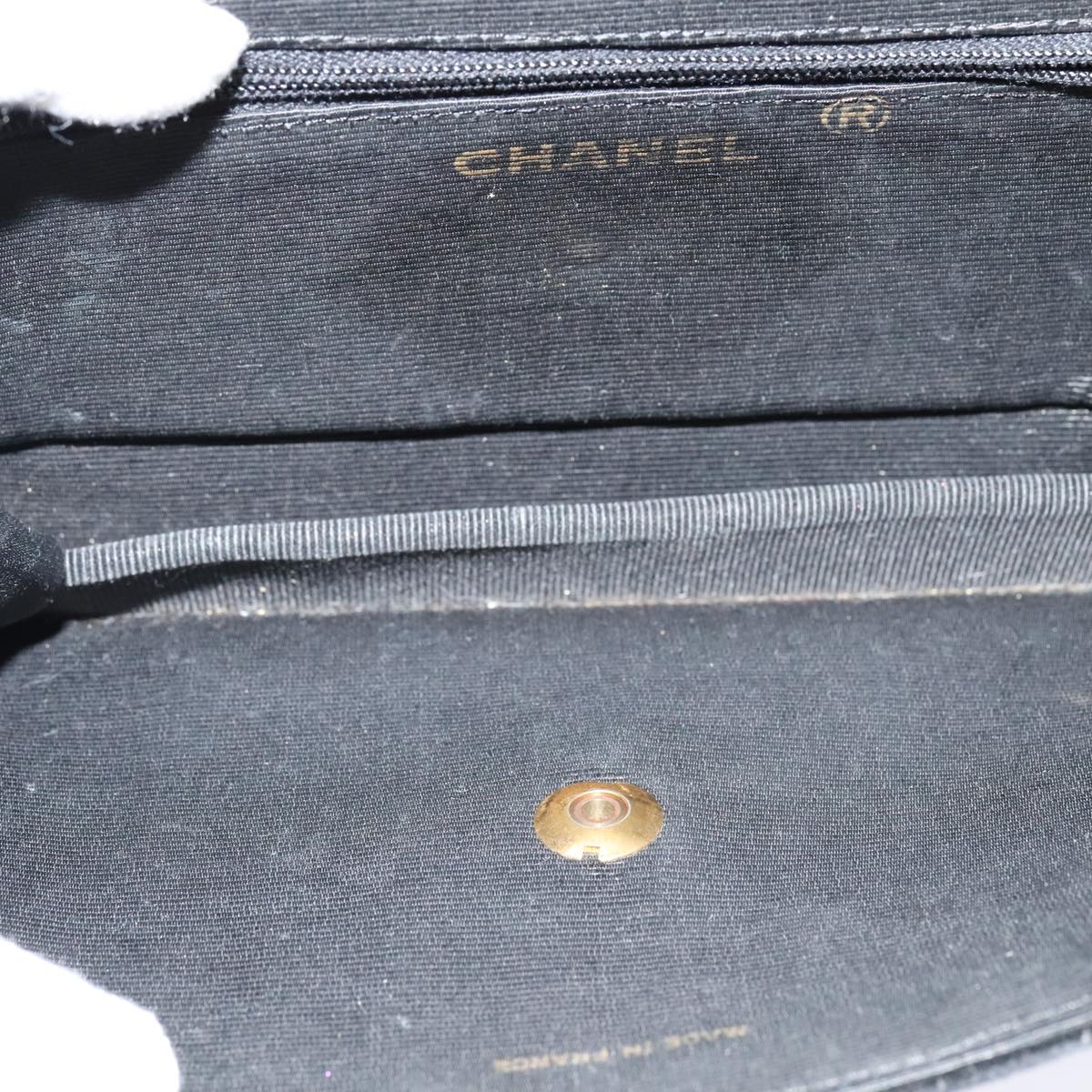 CHANEL Chain Shoulder Bag Velor Black Gold CC mr973