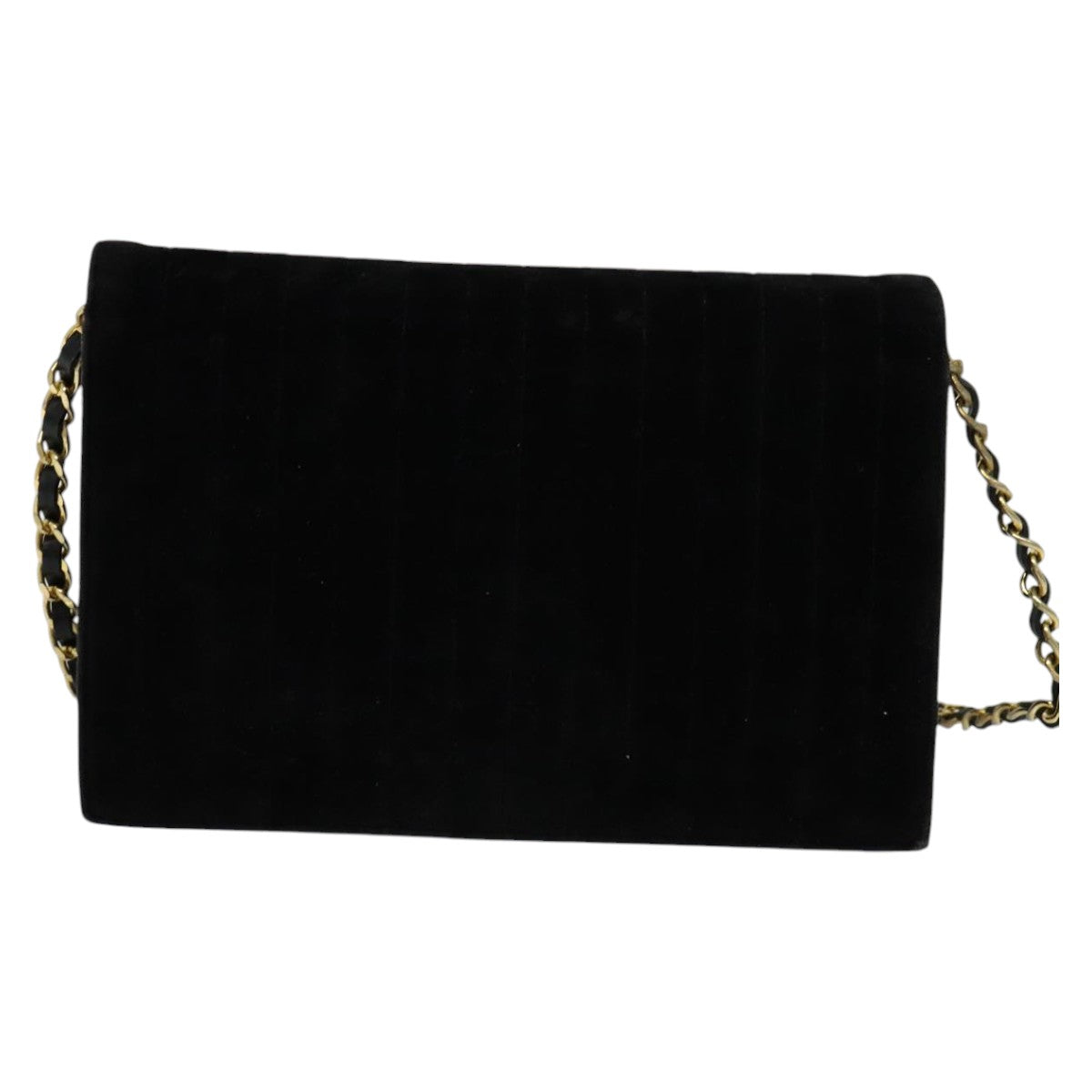CHANEL Chain Shoulder Bag Velor Black Gold CC mr973