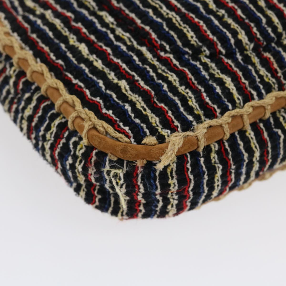 CHANEL Matelasse Tweed Turn Lock Chain Shoulder Bag Navy Brown CC nh616A