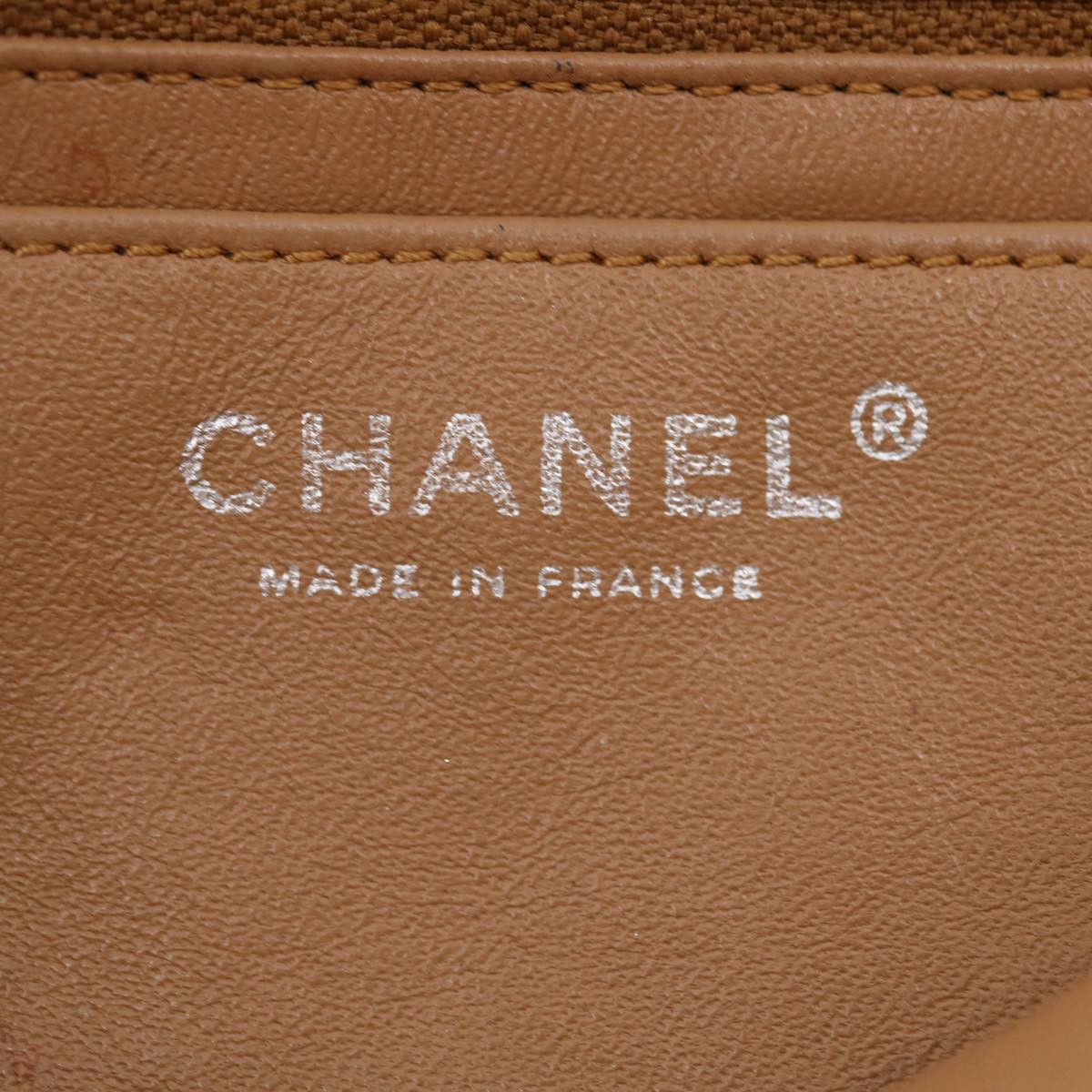 CHANEL Matelasse Tweed Turn Lock Chain Shoulder Bag Navy Brown CC nh616A