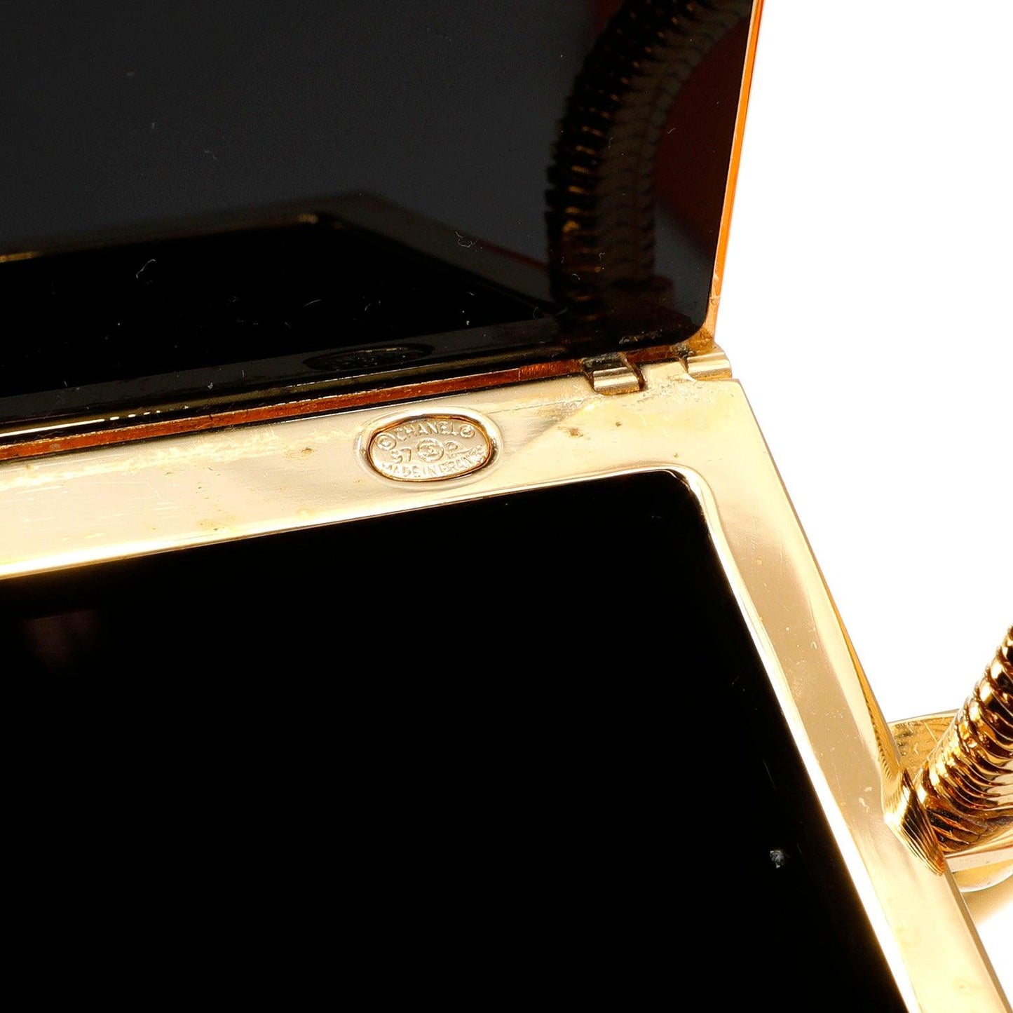 Chanel Black Lucite Box Purse w/ 24kt Gold Plated Strap