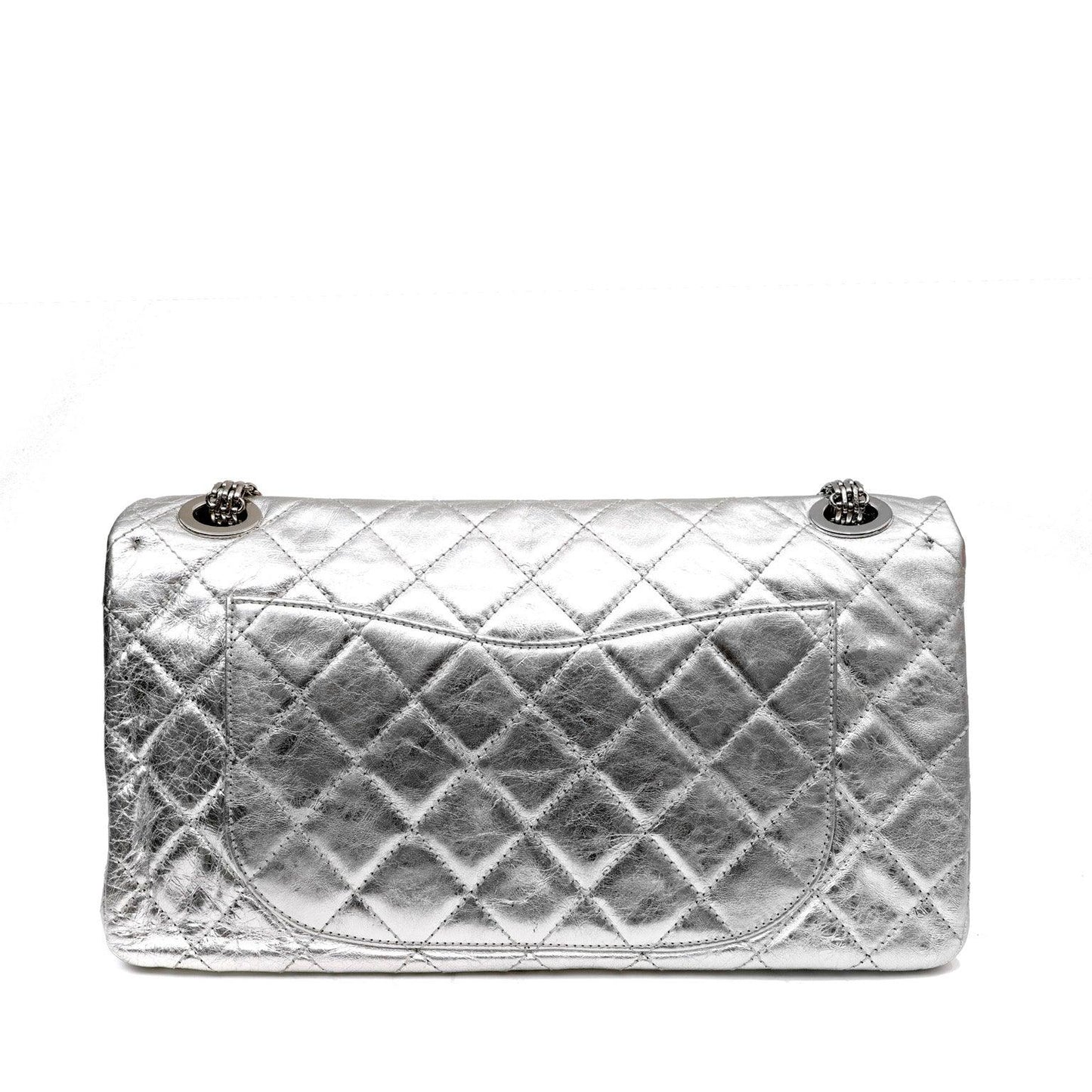 Chanel Metallic Silver Maxi Classic Reissue 2.55