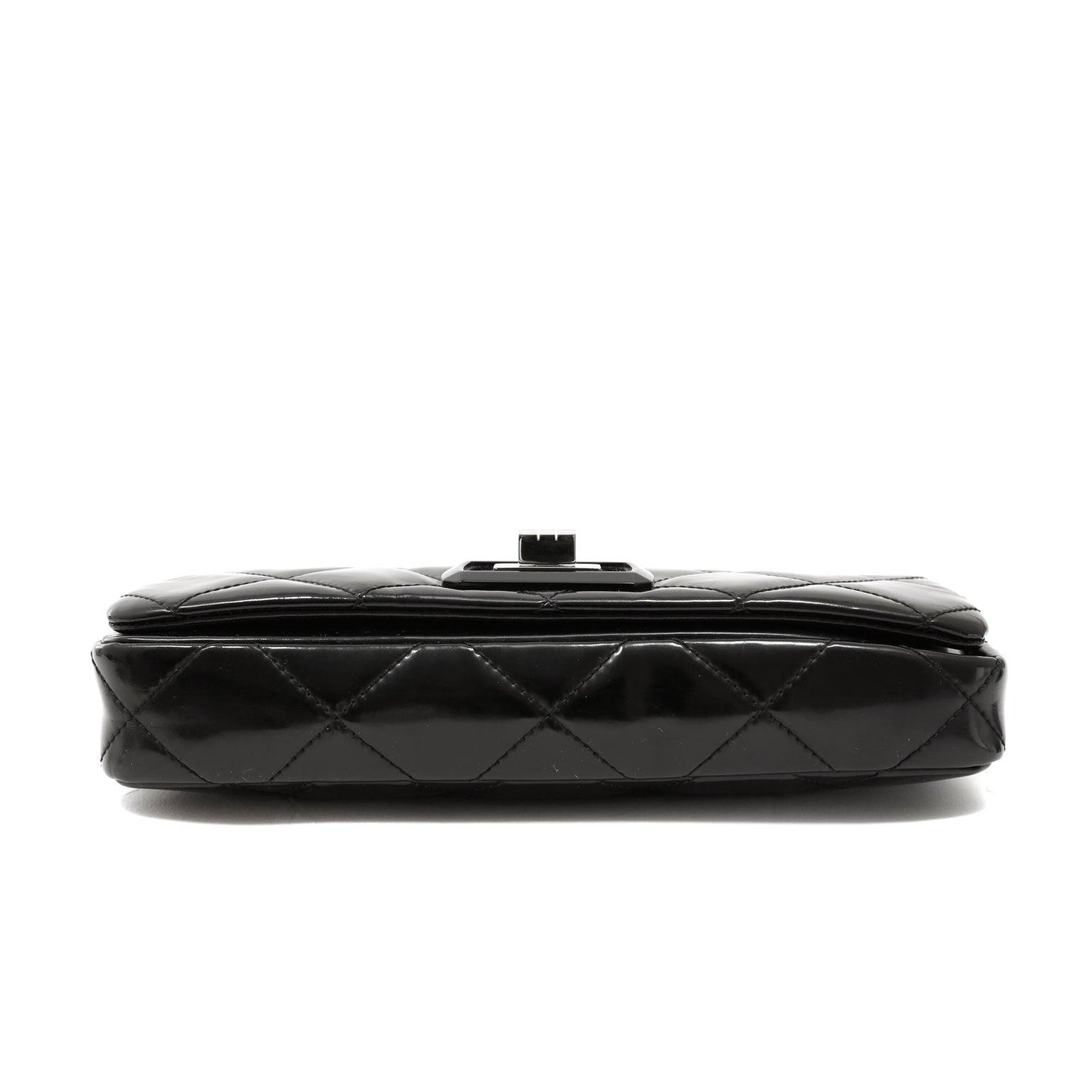 Chanel Black Patent Leather East West Reissue Flap Bag
