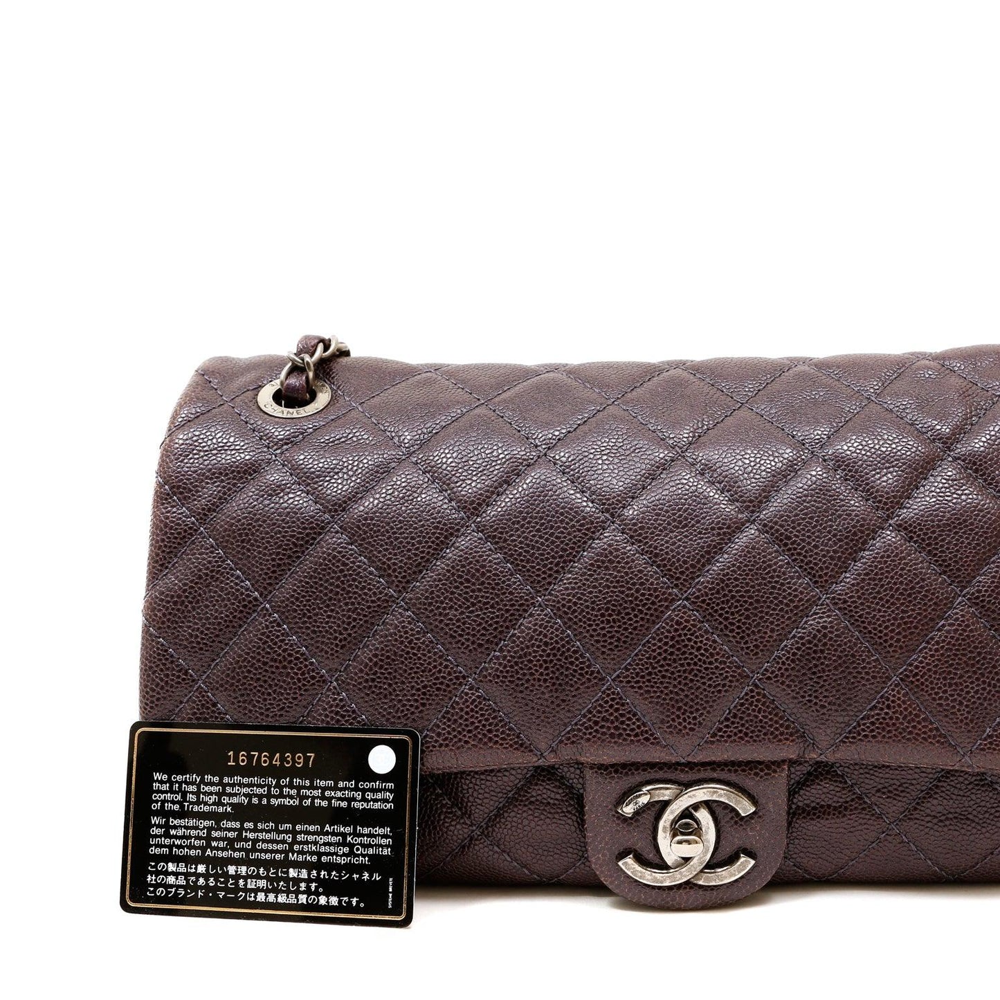 Chanel Purple Caviar Leather Easy Zip Flap Bag