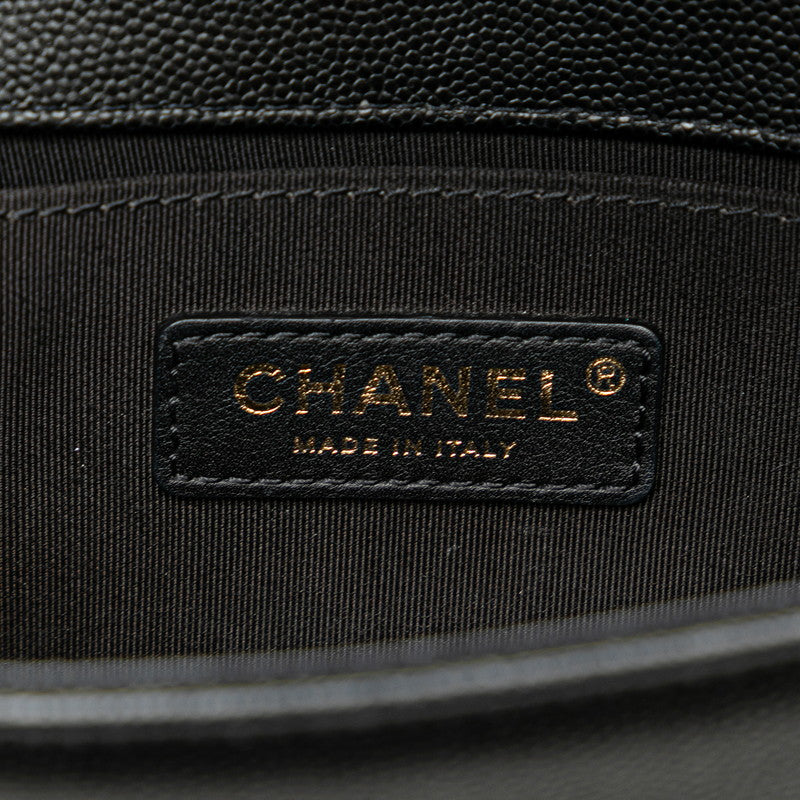 Chanel Boy Caviar Chain Shoulder Bag Black