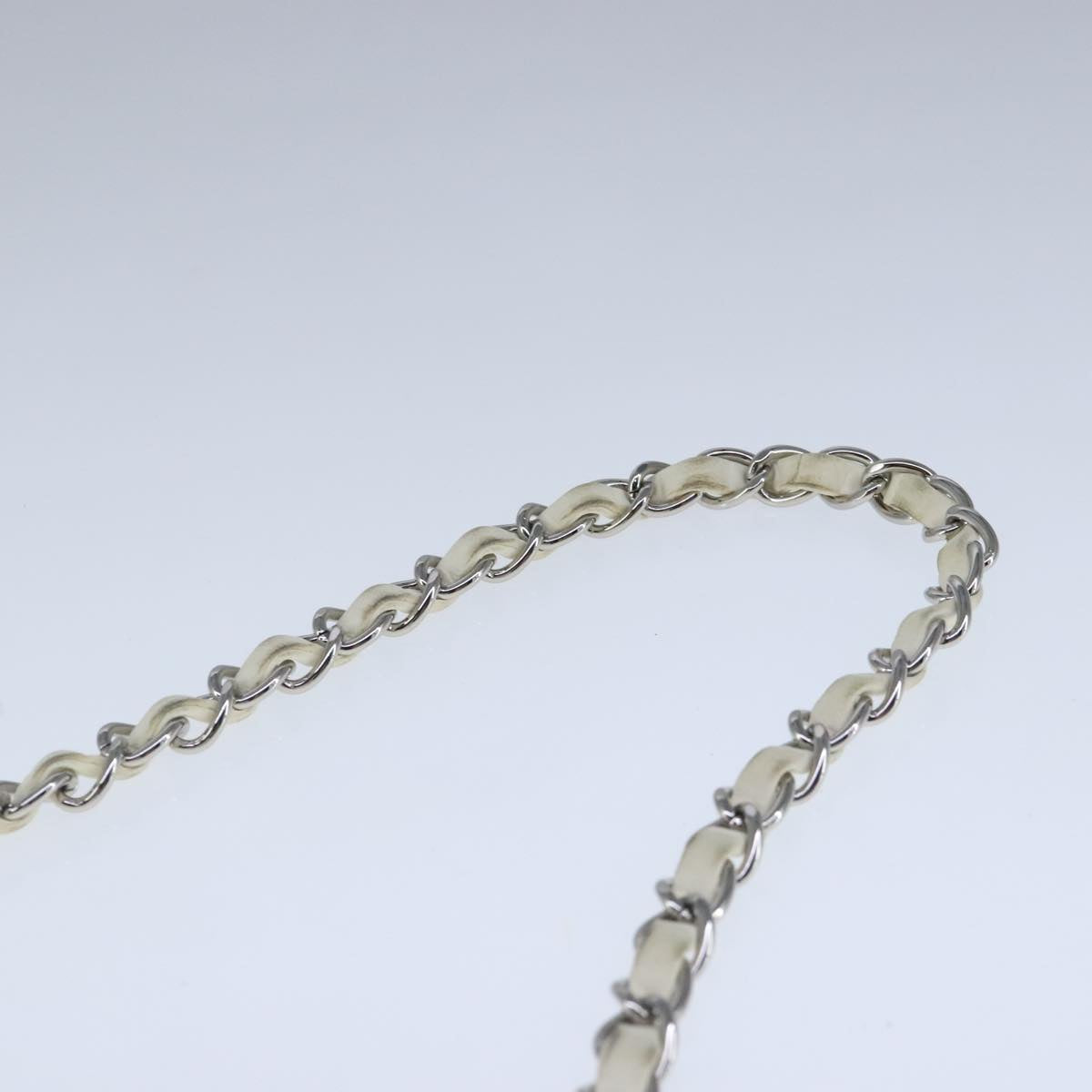 CHANEL Matelasse Chain Shoulder Bag Lamb Skin White Silver CC PP036