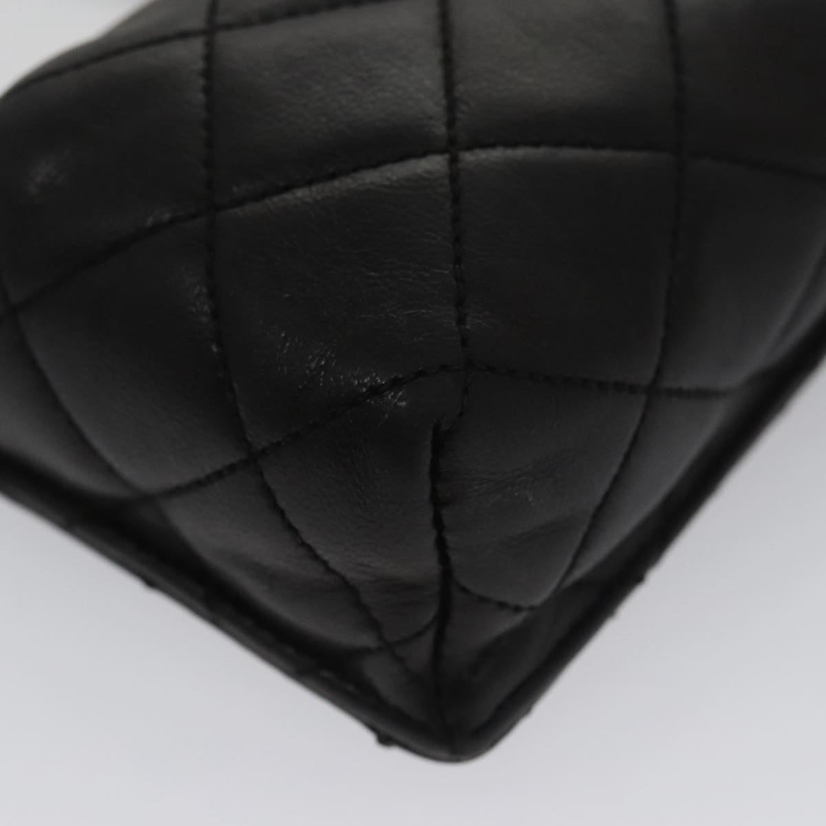 CHANEL Chain Pouch Lamb Skin Black CC PP059