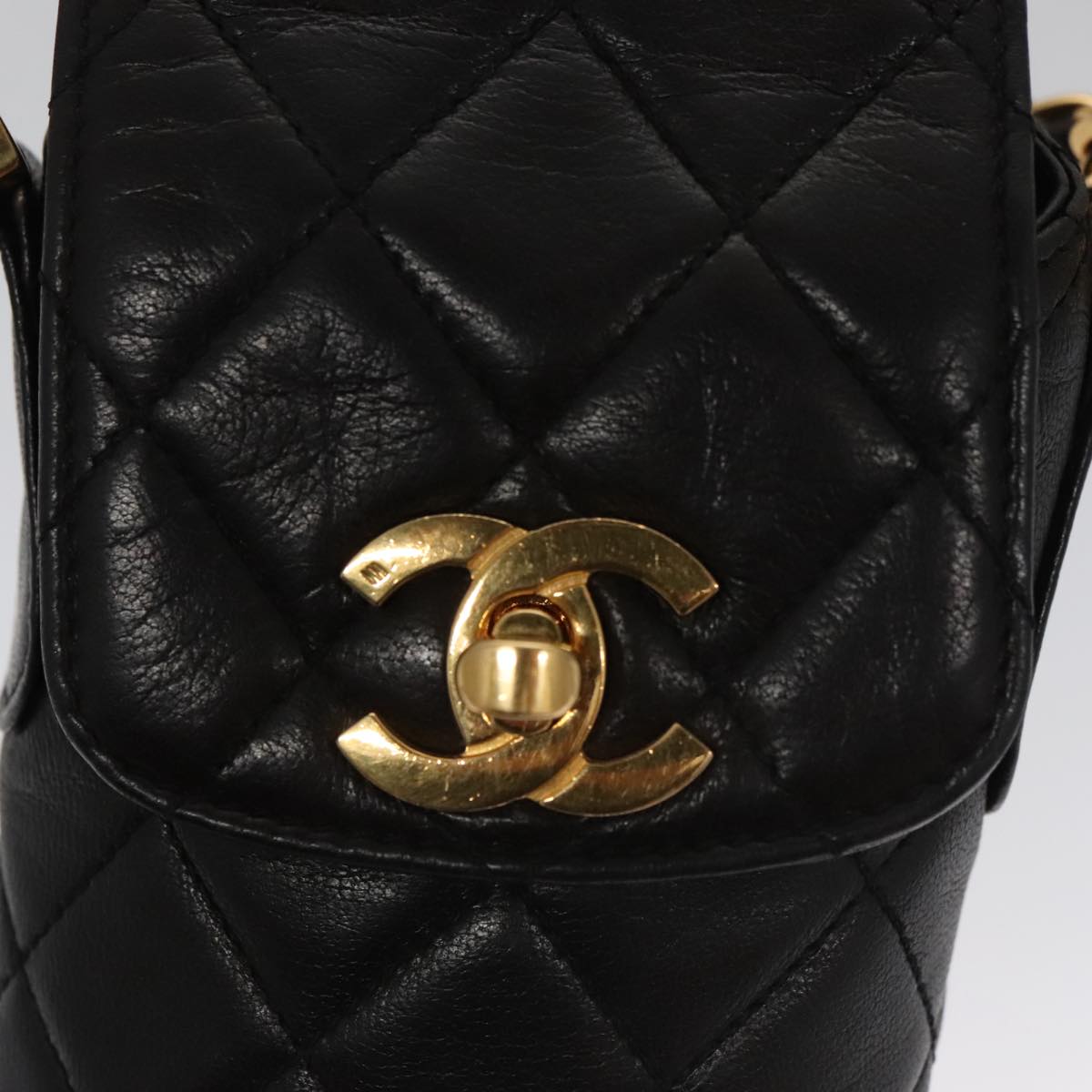 CHANEL Chain Pouch Lamb Skin Black CC PP059