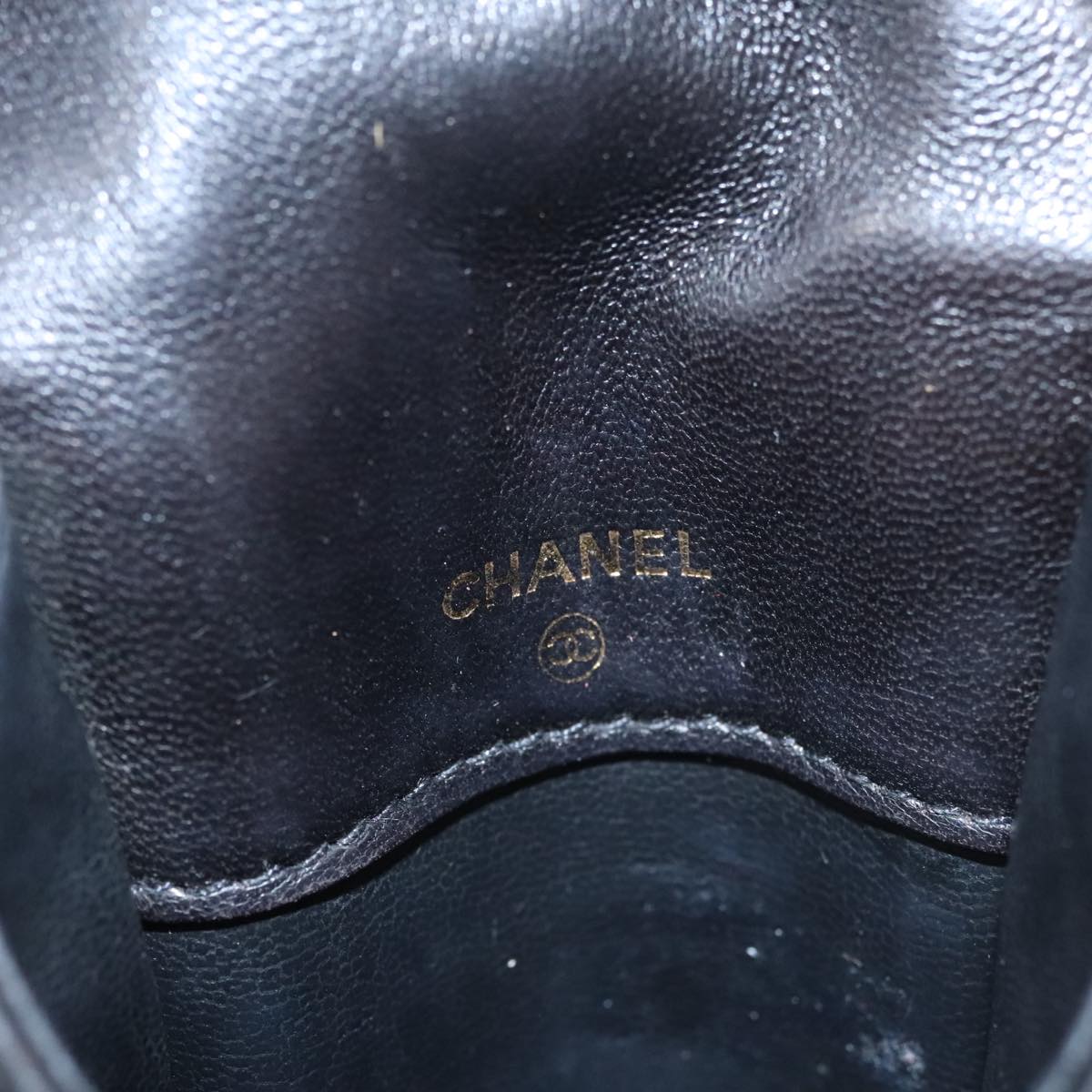 CHANEL Chain Pouch Lamb Skin Black CC PP059