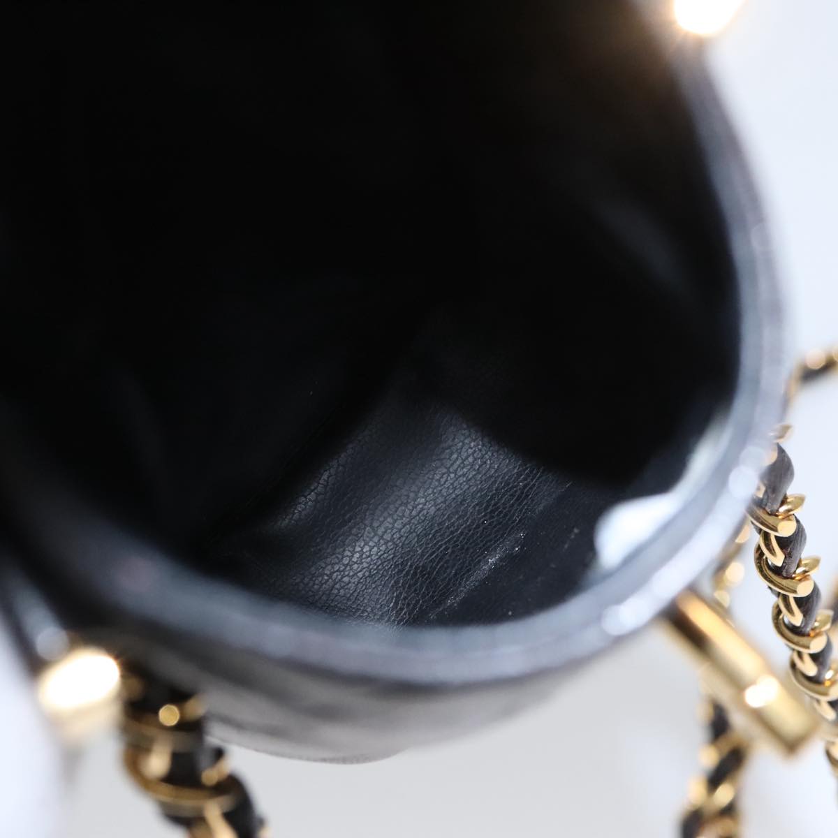 CHANEL Chain Pouch Lamb Skin Black CC PP059
