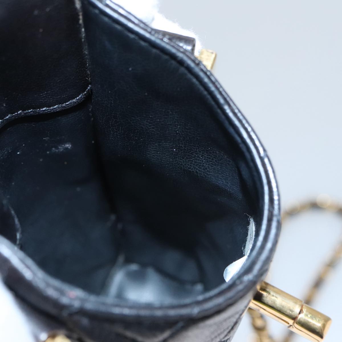CHANEL Chain Pouch Lamb Skin Black CC PP059