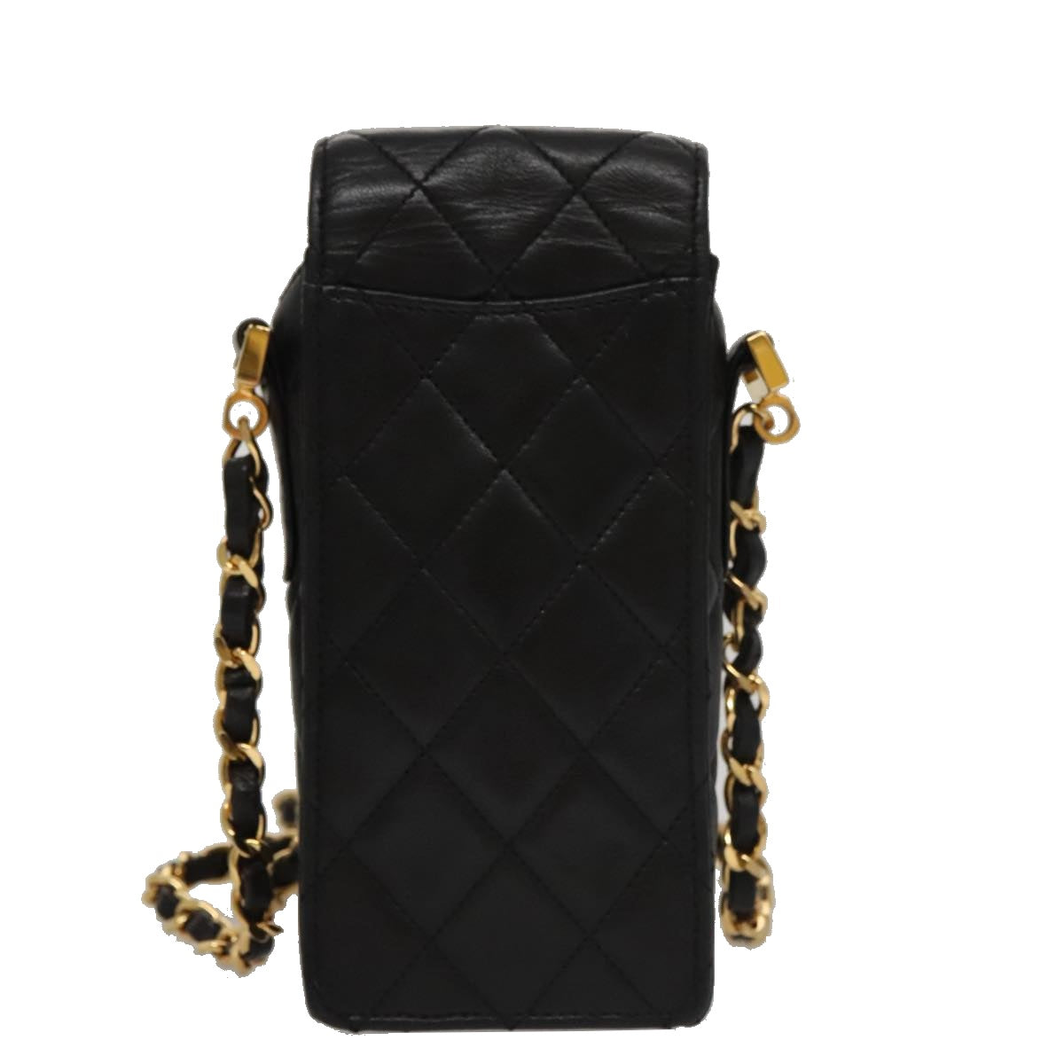 CHANEL Chain Pouch Lamb Skin Black CC PP059