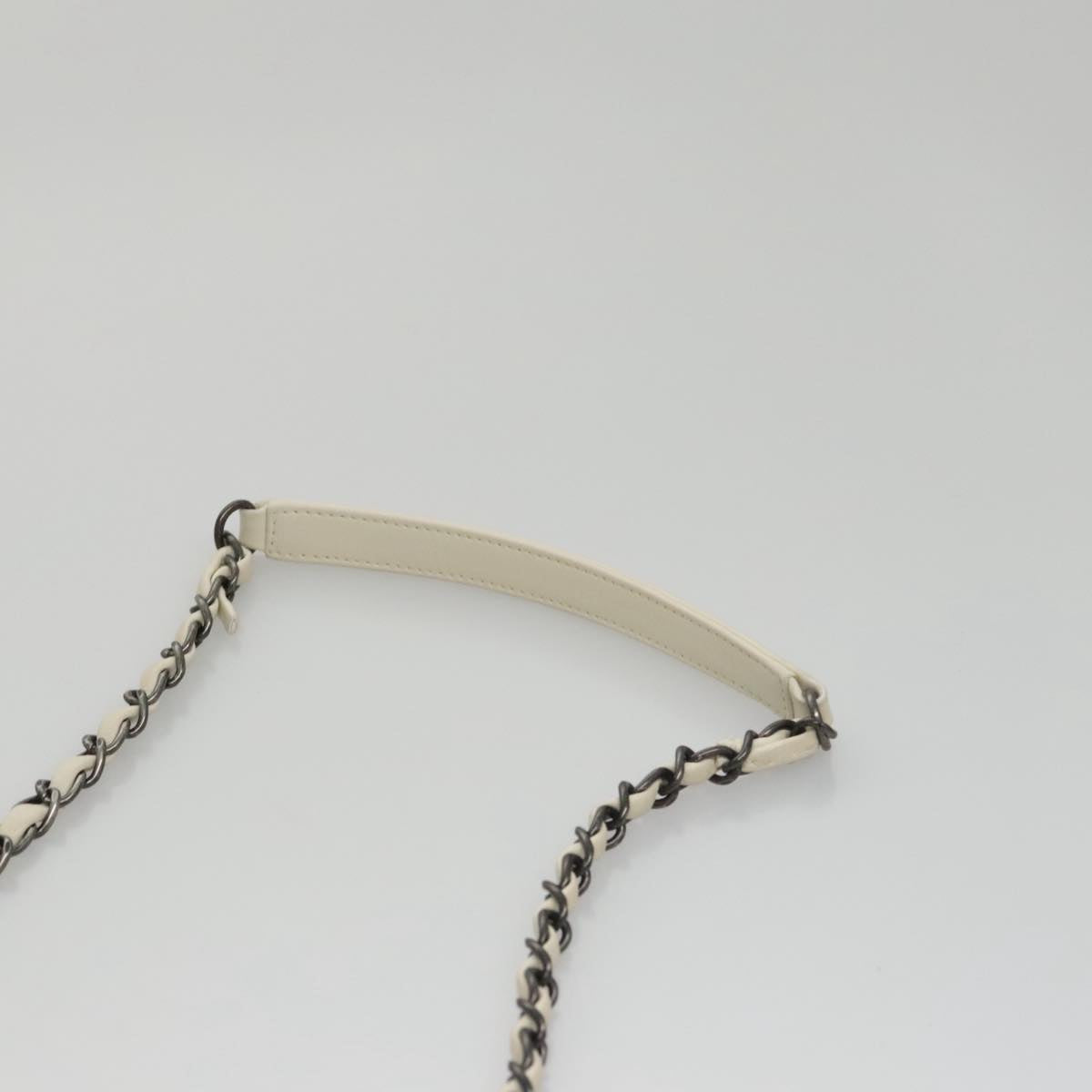 CHANEL Matelasse Chain Shoulder Bag Lamb Skin White CC PP060