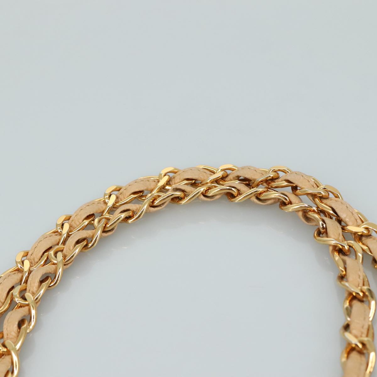 CHANEL Chain Shoulder Bag Caviar Skin Beige Gold CC PP063