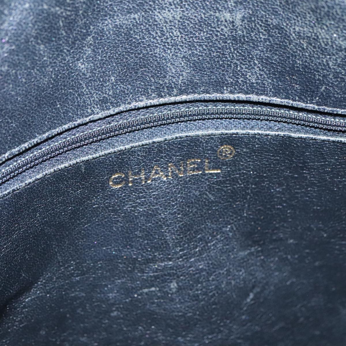 CHANEL Matelasse Shoulder Bag Patent Leather Black Gold CC PP073