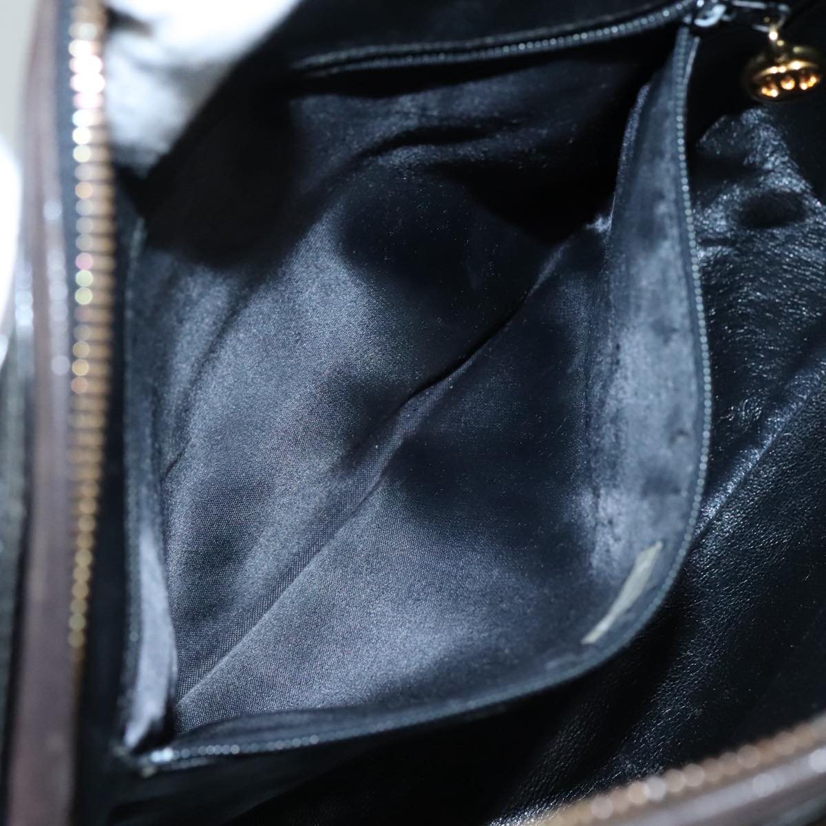 CHANEL Matelasse Shoulder Bag Patent Leather Black Gold CC PP073