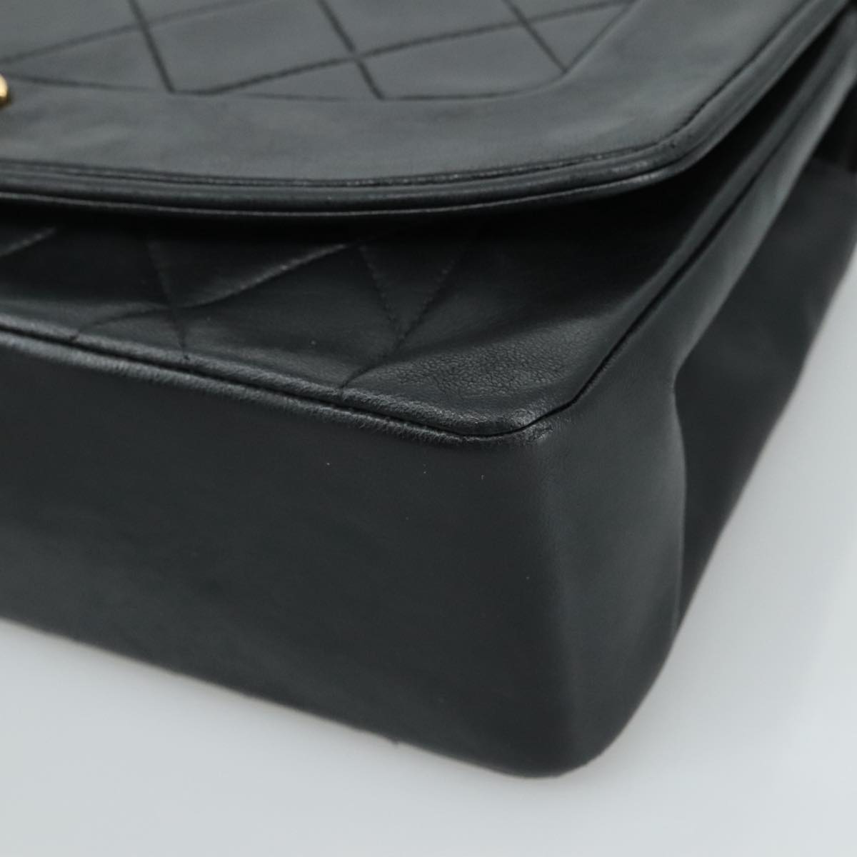 CHANEL Matelasse Chain Shoulder Bag Lamb Skin Black Gold CC PP075