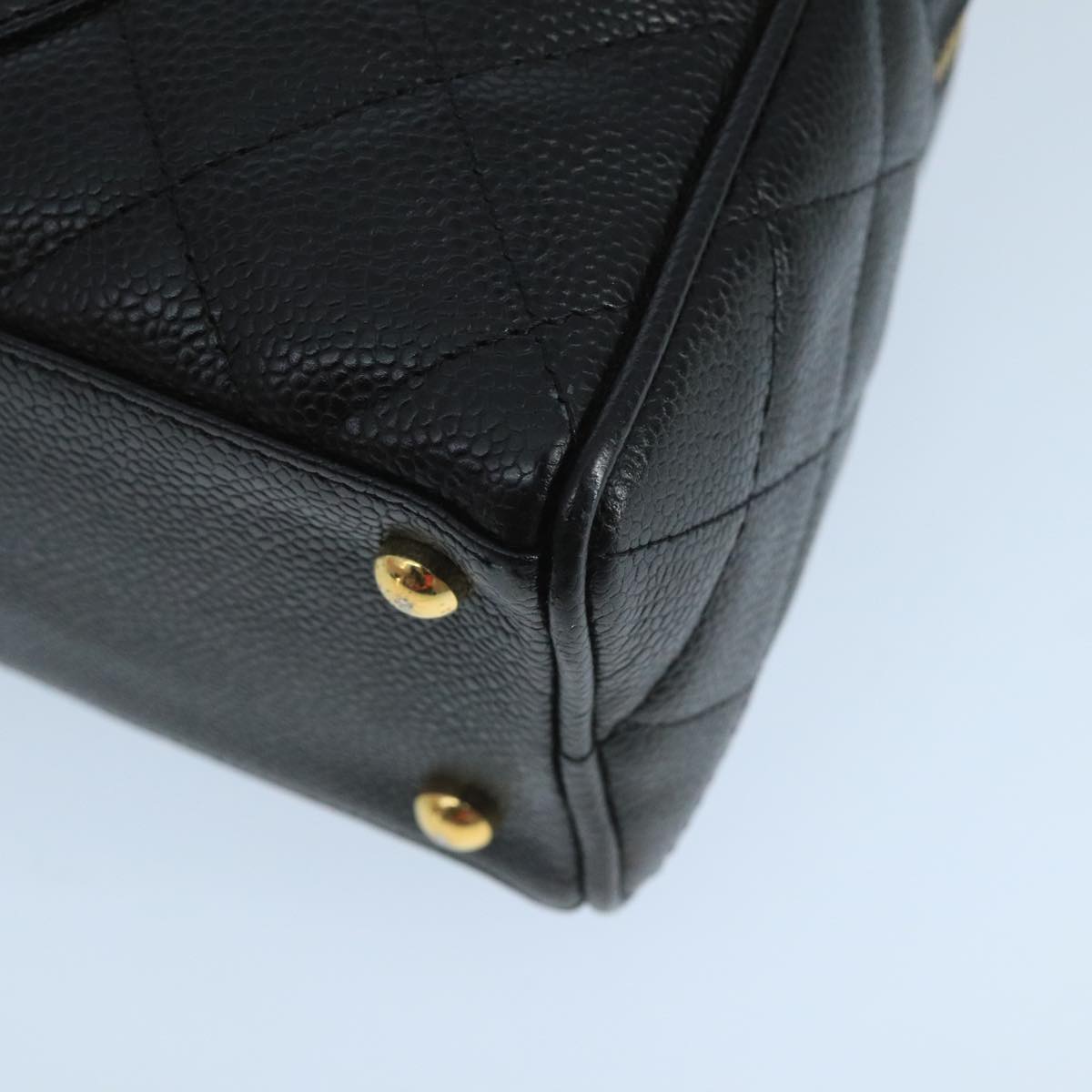 CHANEL Matelasse Hand Bag Caviar Skin Black CC PP100A