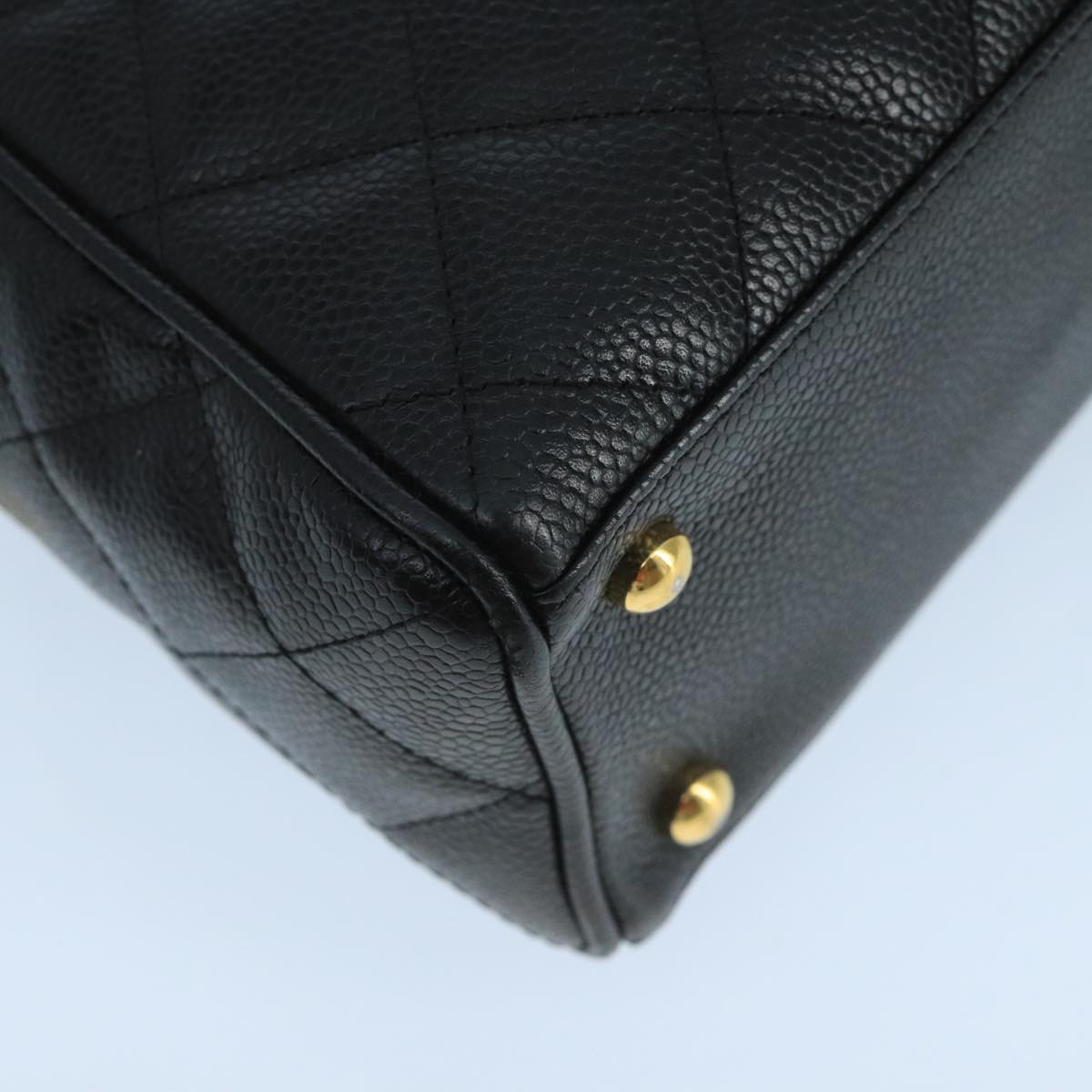 CHANEL Matelasse Hand Bag Caviar Skin Black CC PP100A