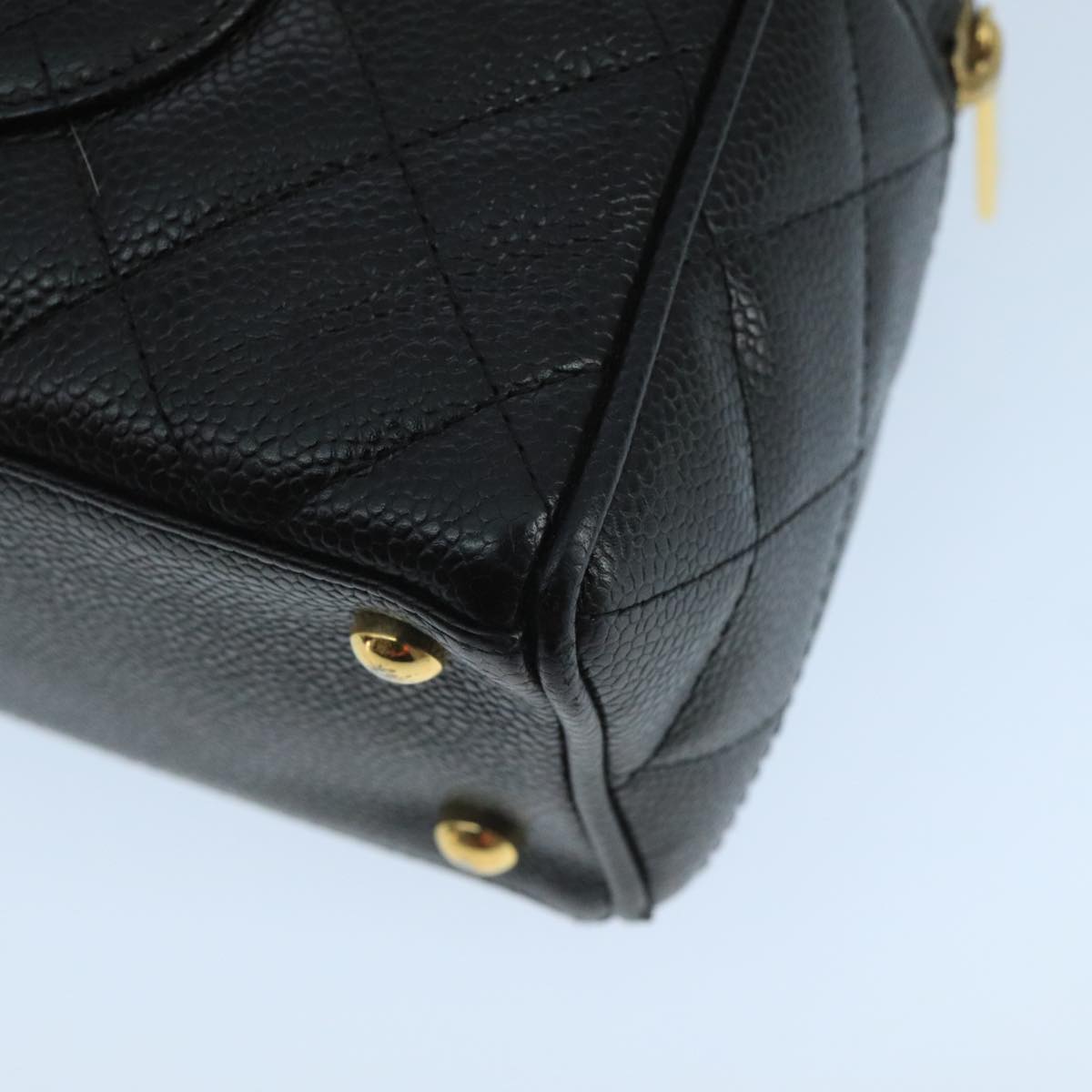 CHANEL Matelasse Hand Bag Caviar Skin Black CC PP100A