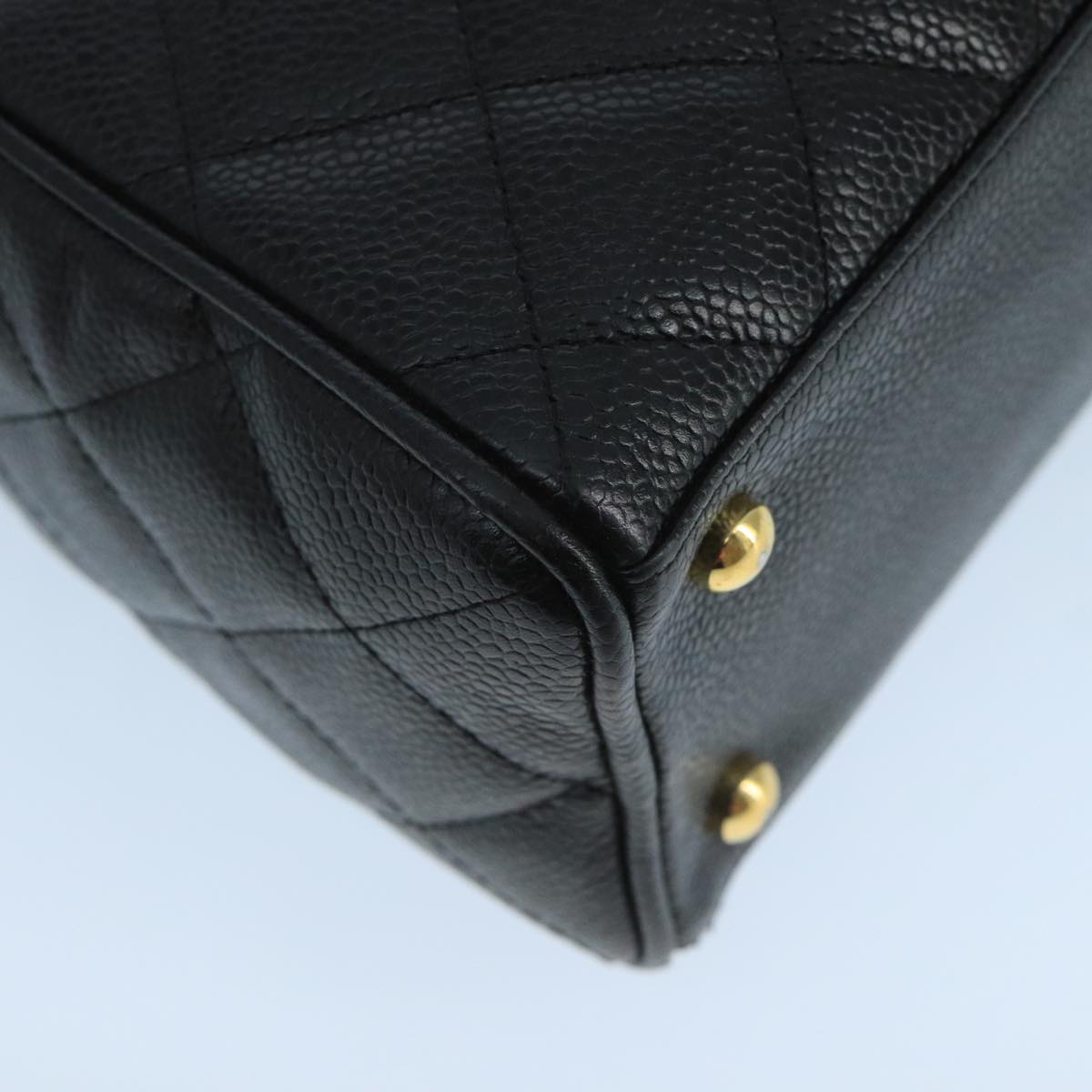 CHANEL Matelasse Hand Bag Caviar Skin Black CC PP100A