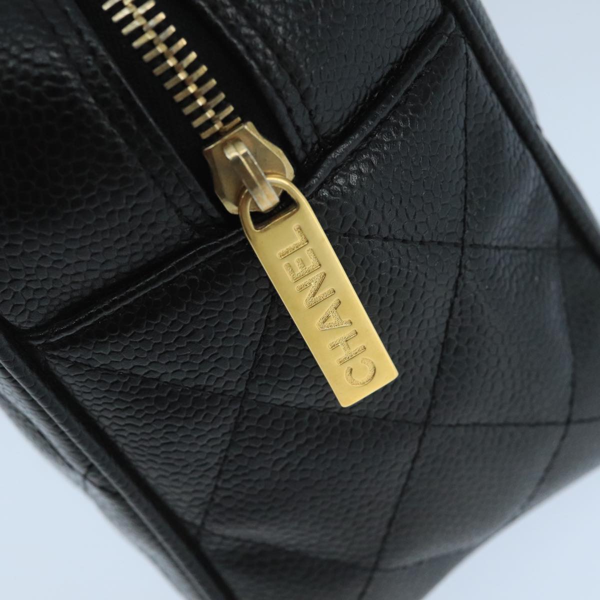 CHANEL Matelasse Hand Bag Caviar Skin Black CC PP100A