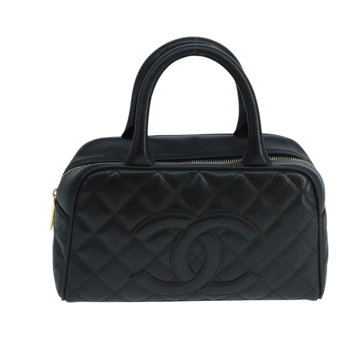 CHANEL Matelasse Hand Bag Caviar Skin Black CC PP100A