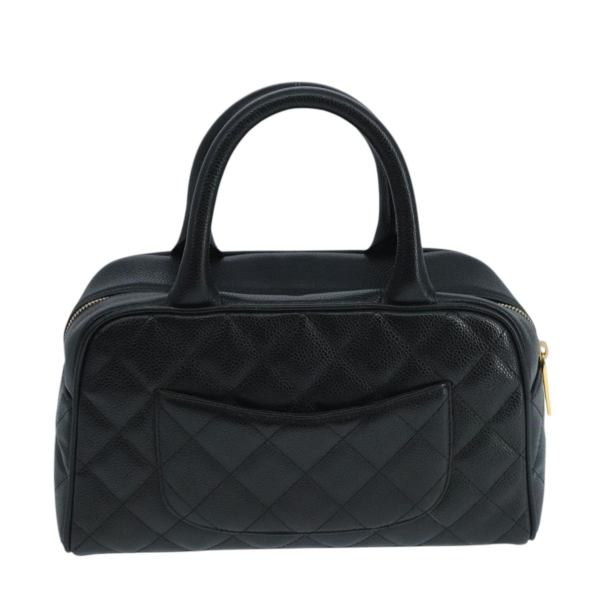 CHANEL Matelasse Hand Bag Caviar Skin Black CC PP100A