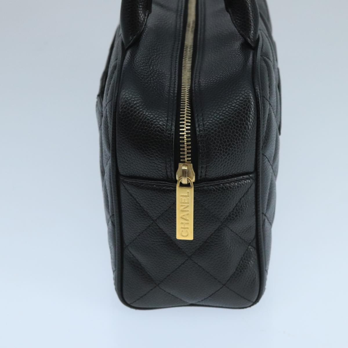 CHANEL Matelasse Hand Bag Caviar Skin Black CC PP100A