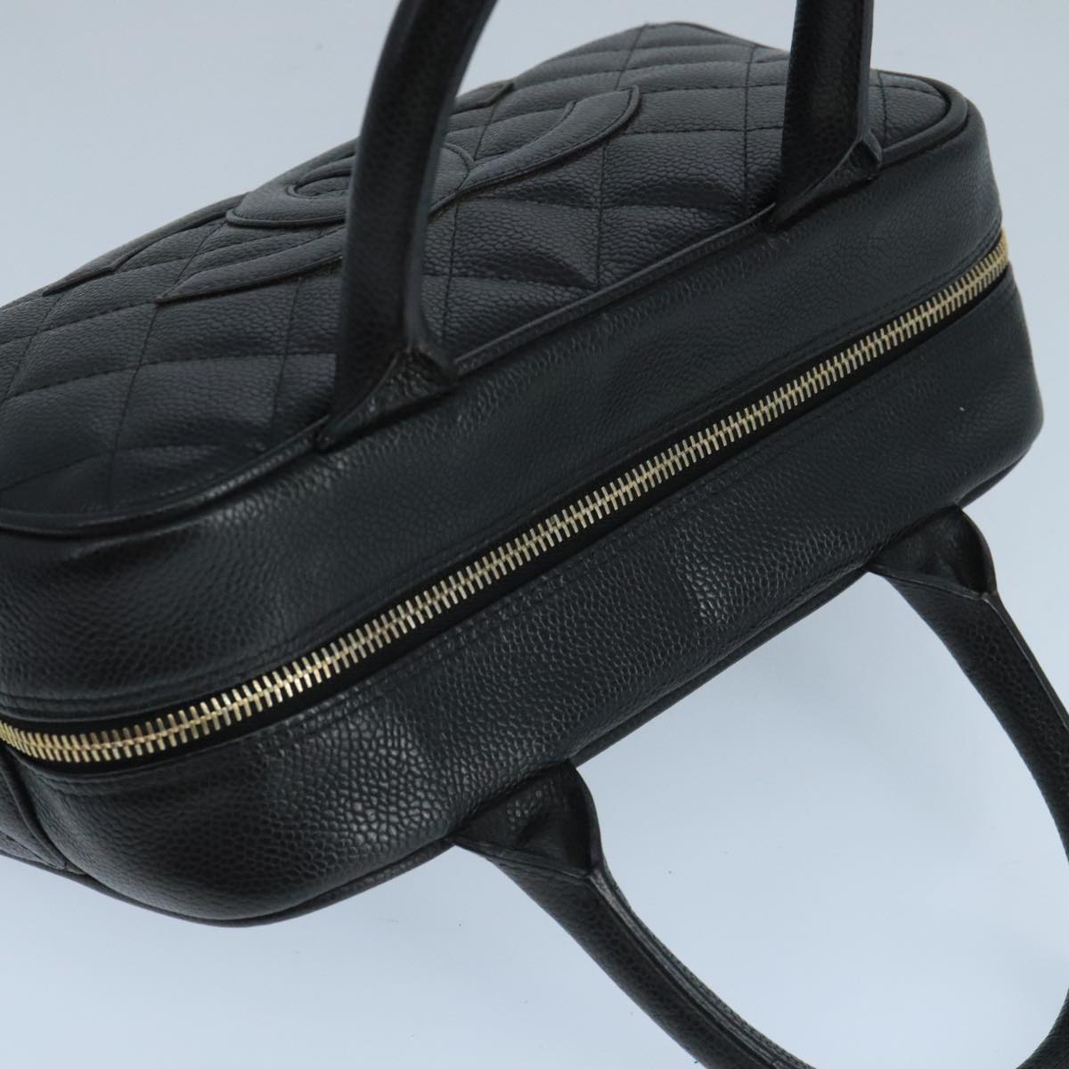 CHANEL Matelasse Hand Bag Caviar Skin Black CC PP100A