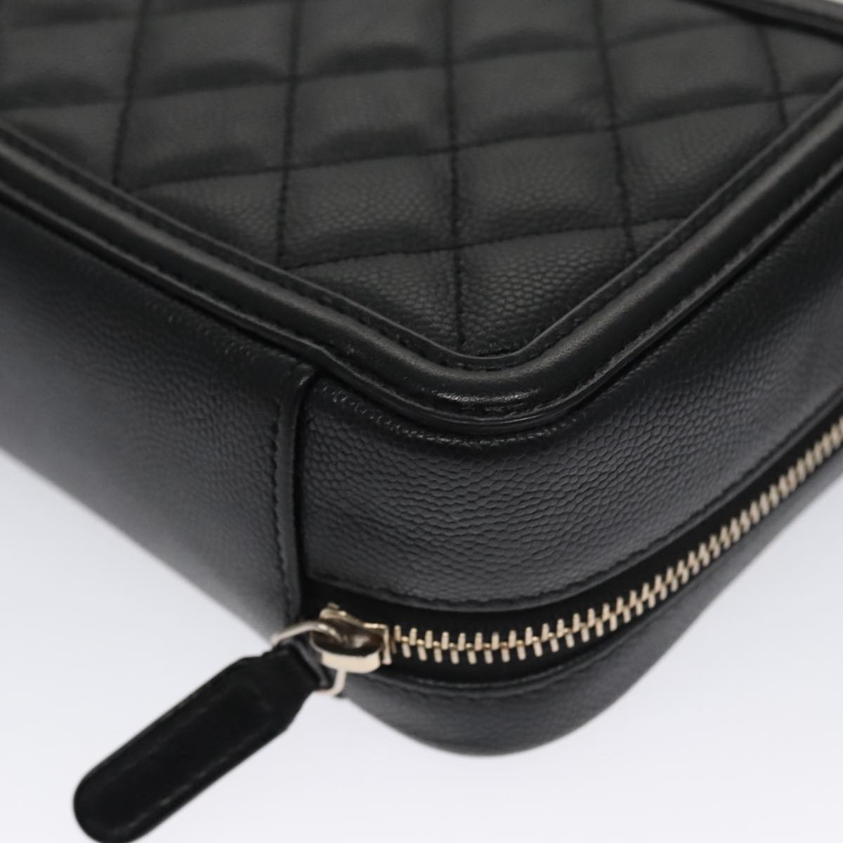 CHANEL Matelasse Chain Shoulder Bag Caviar Skin Black Gold CC PP102
