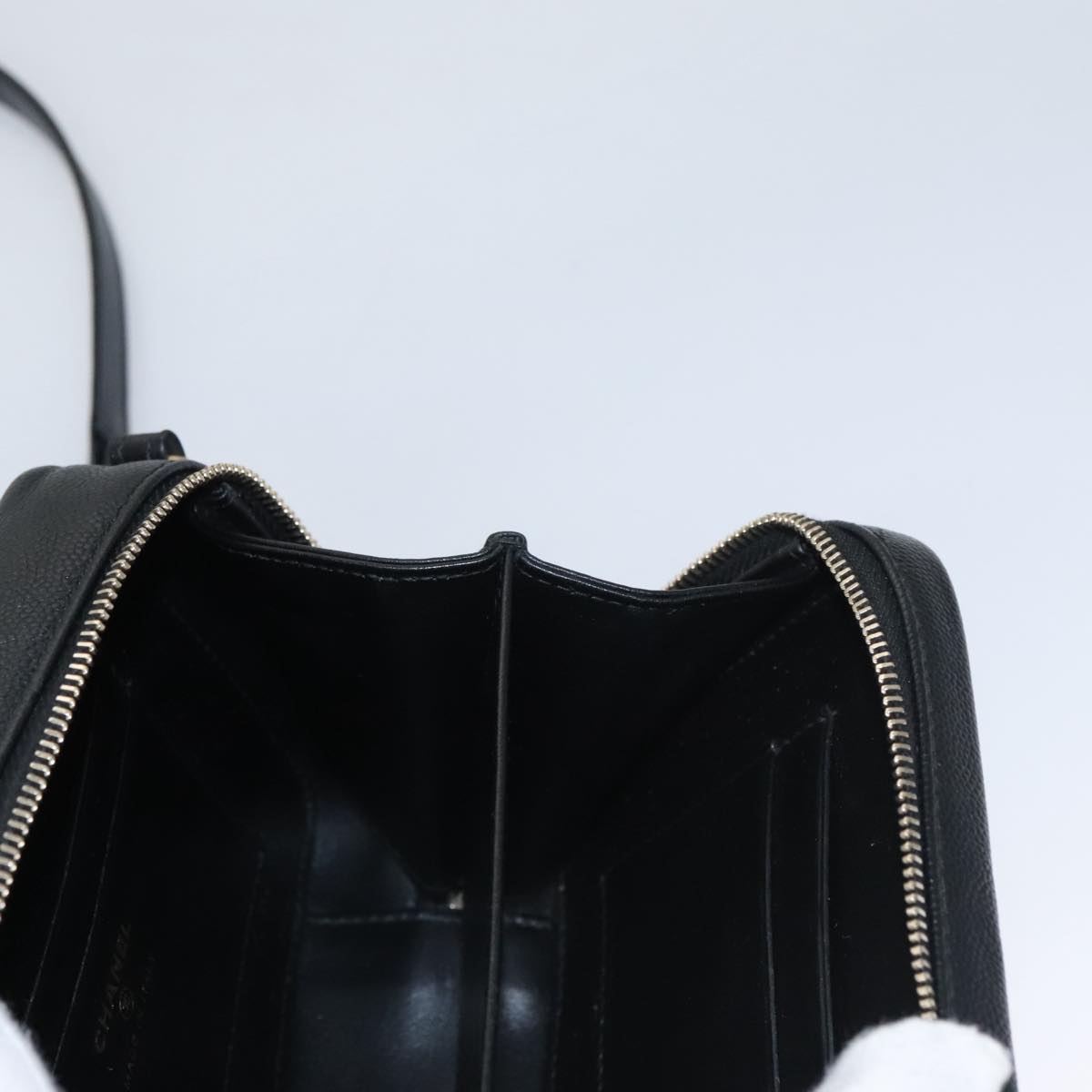 CHANEL Matelasse Chain Shoulder Bag Caviar Skin Black Gold CC PP102