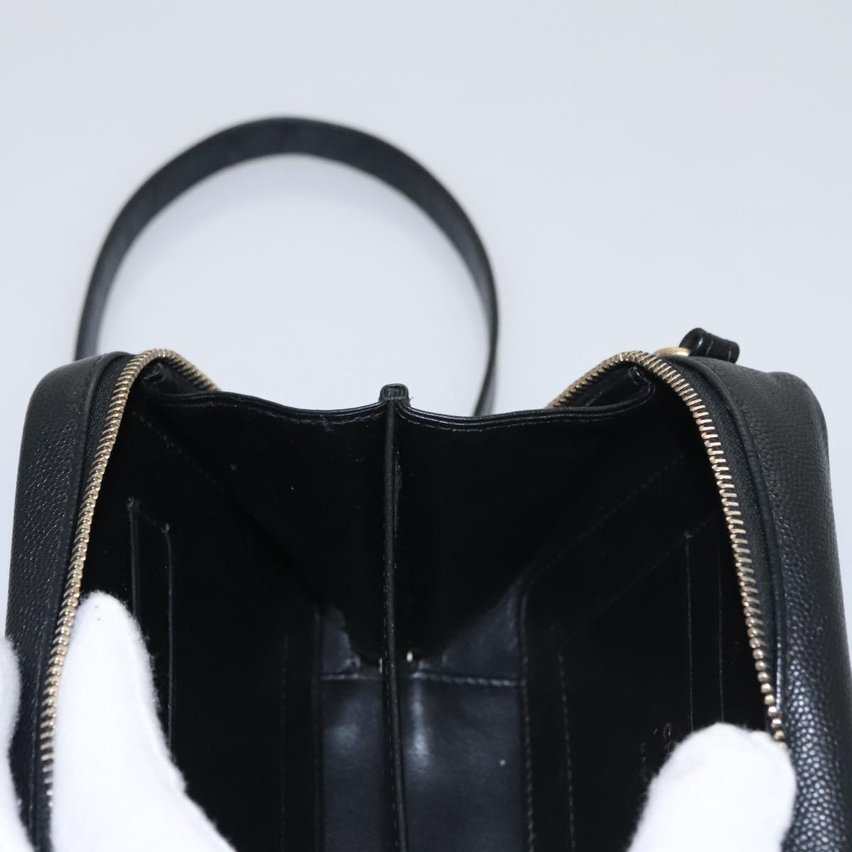 CHANEL Matelasse Chain Shoulder Bag Caviar Skin Black Gold CC PP102