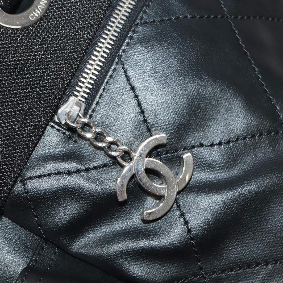 CHANEL Matelasse Tote Bag Leather PVC Black Gold CC PP103