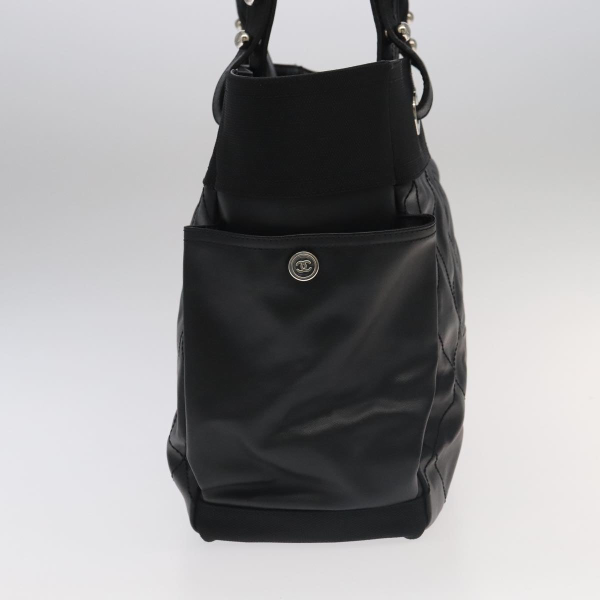 CHANEL Matelasse Tote Bag Leather PVC Black Gold CC PP103
