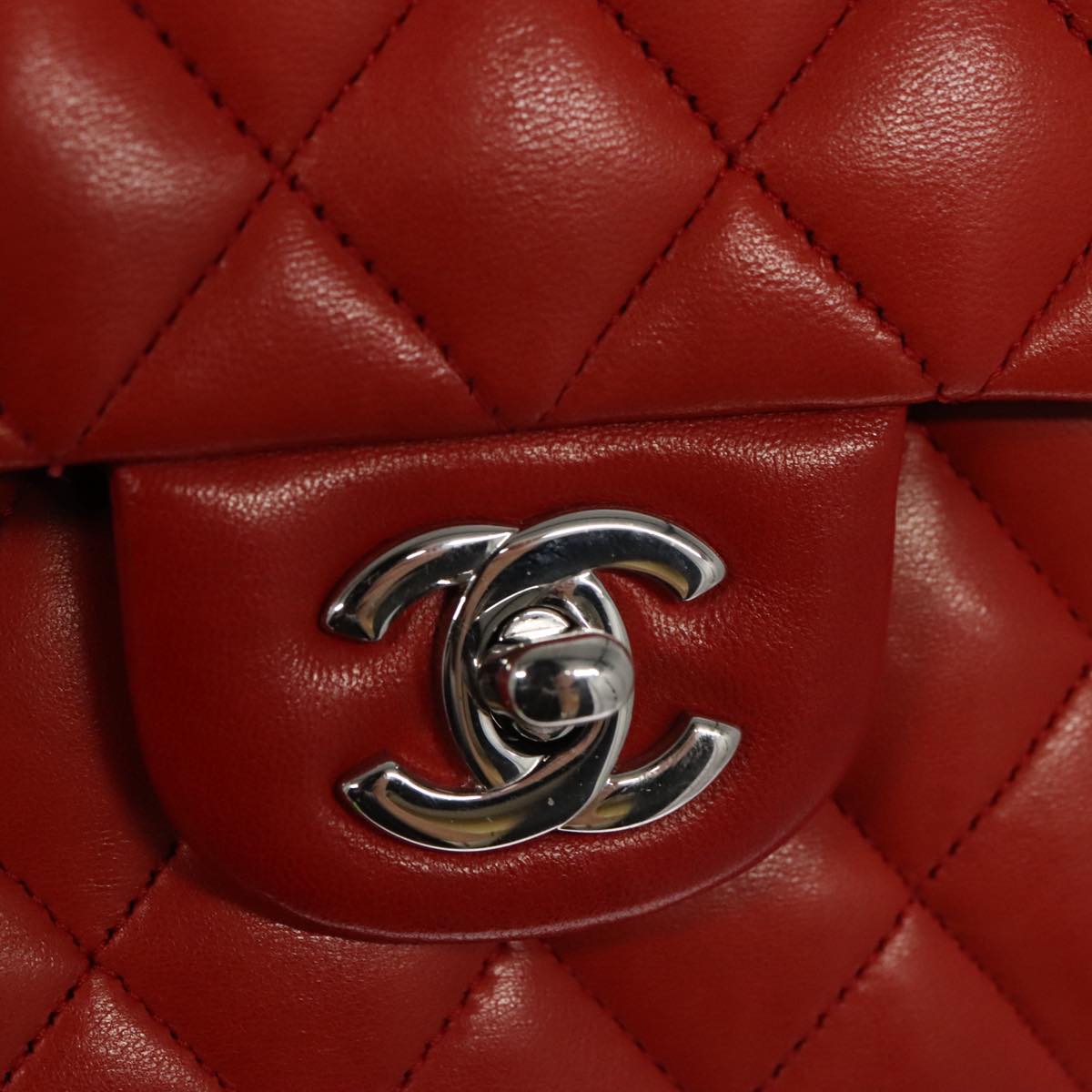 CHANEL Matelasse Chain Shoulder Bag Lamb Skin Orange Silver CC PP105A