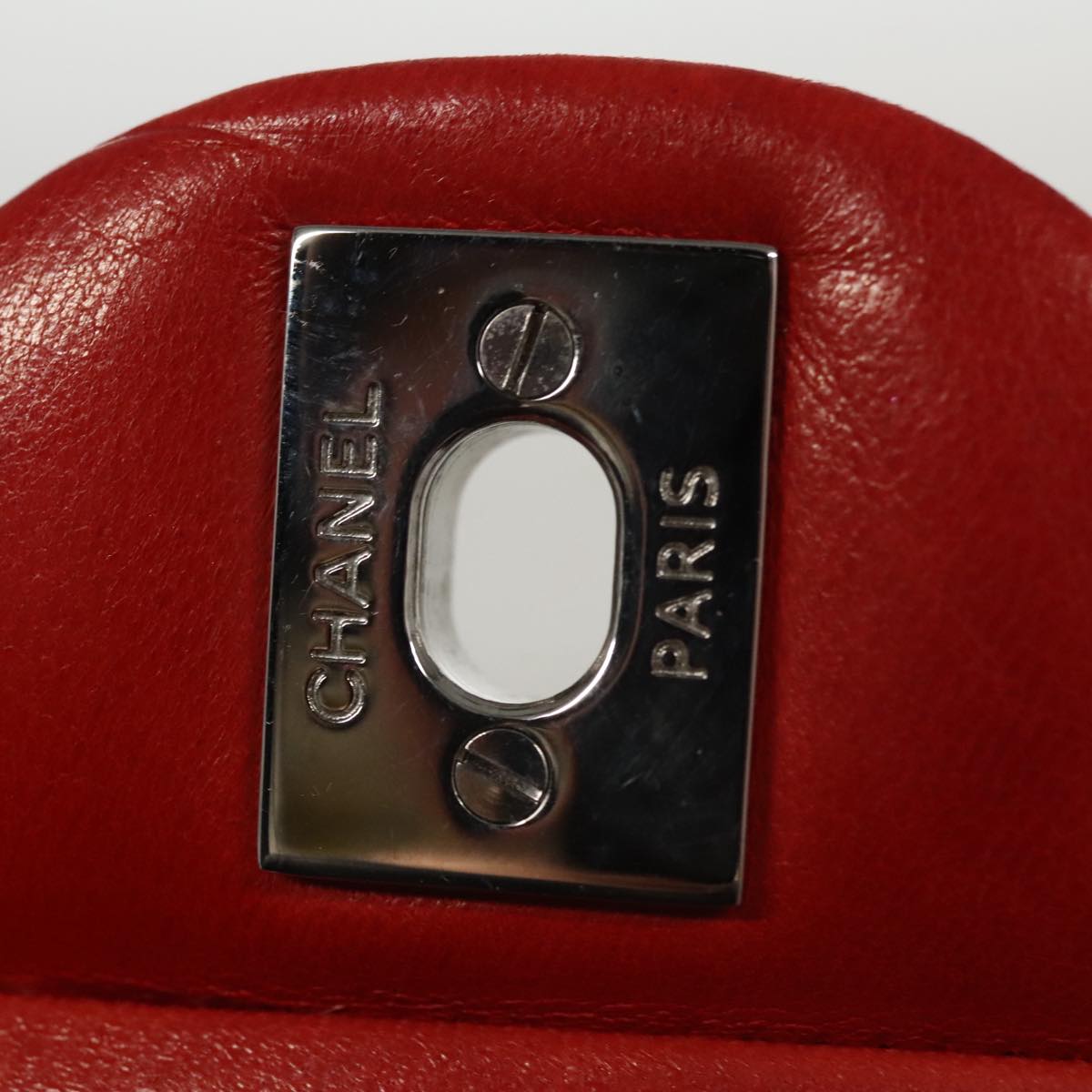 CHANEL Matelasse Chain Shoulder Bag Lamb Skin Orange Silver CC PP105A
